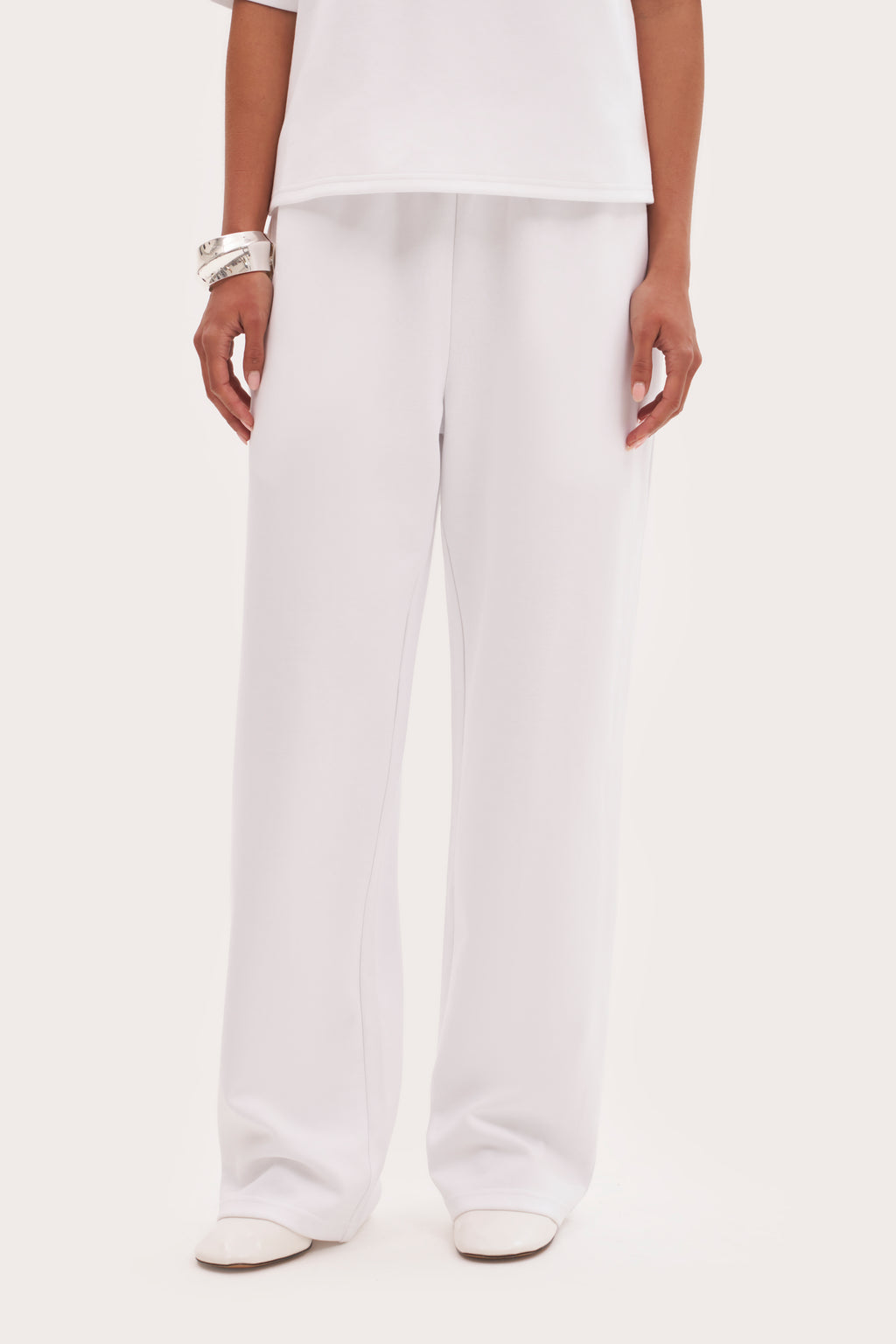Jersey Straight Leg Joggers - White