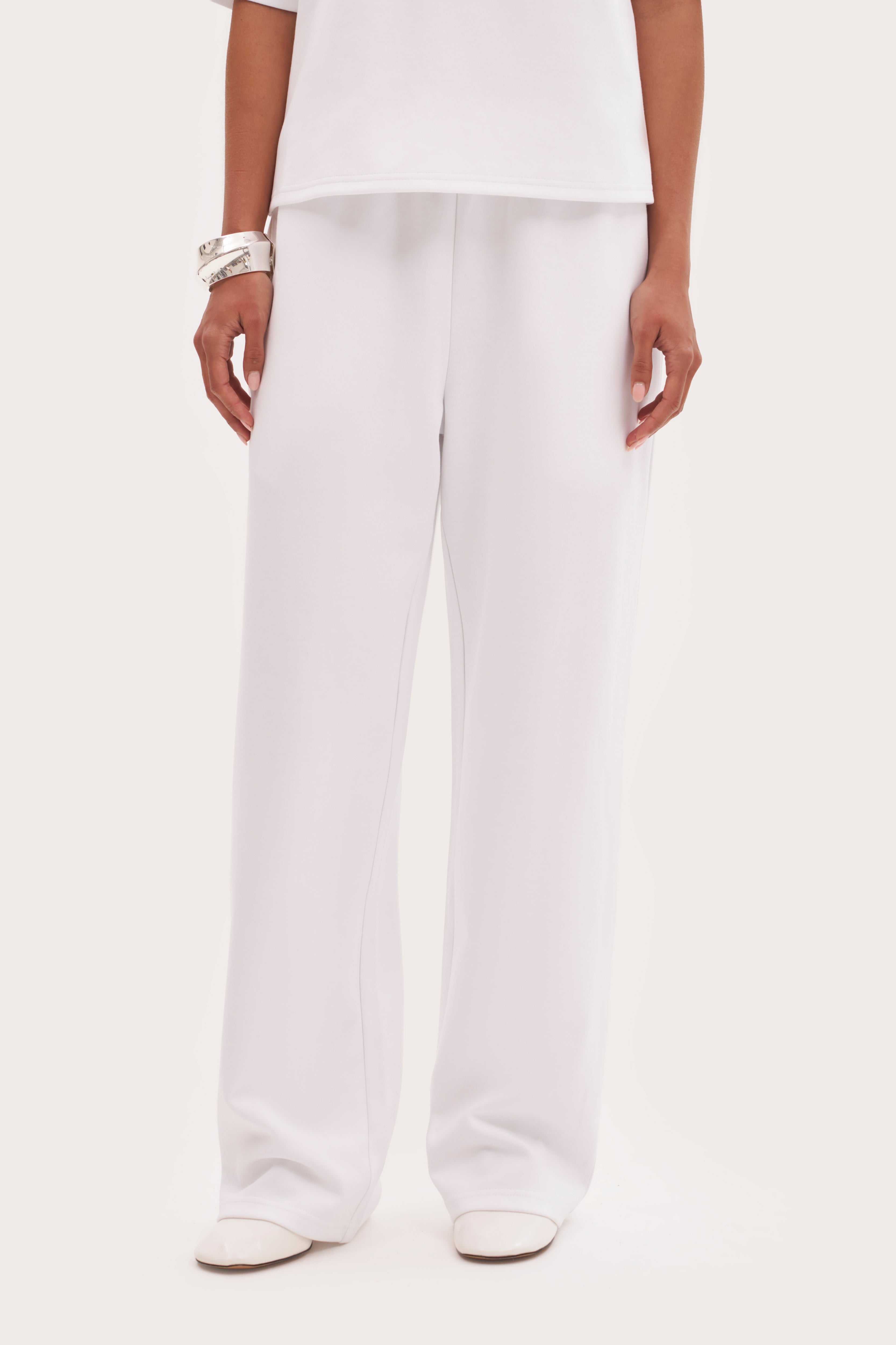 Jersey Straight Leg Joggers - White