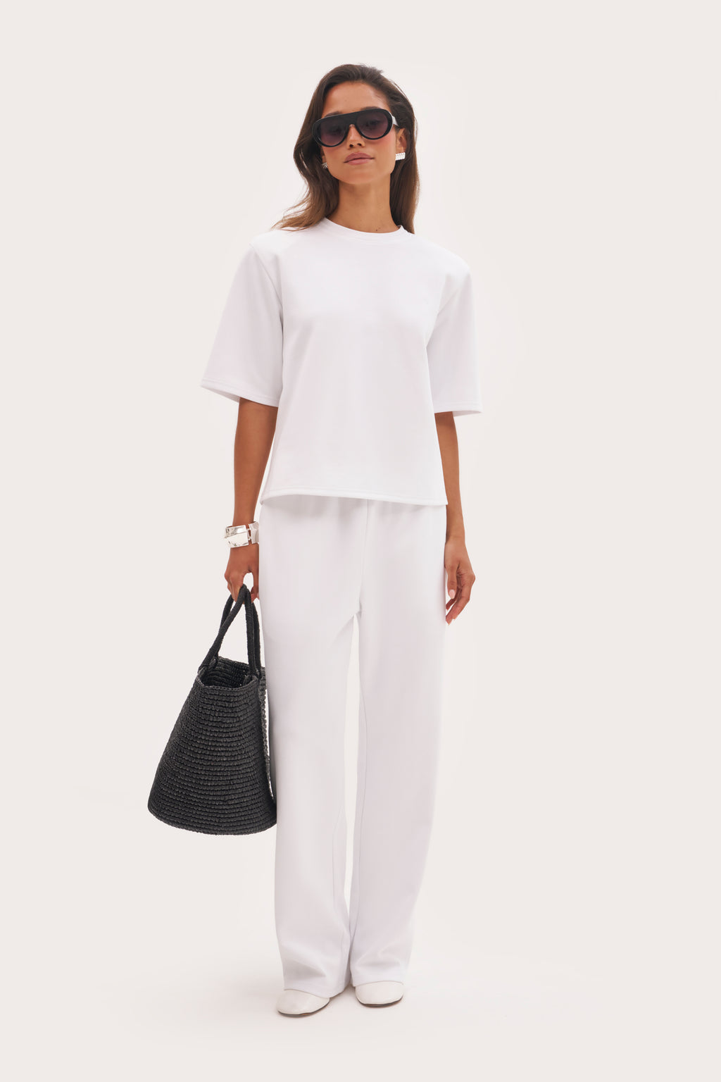 Twin Collar Power Tee - White