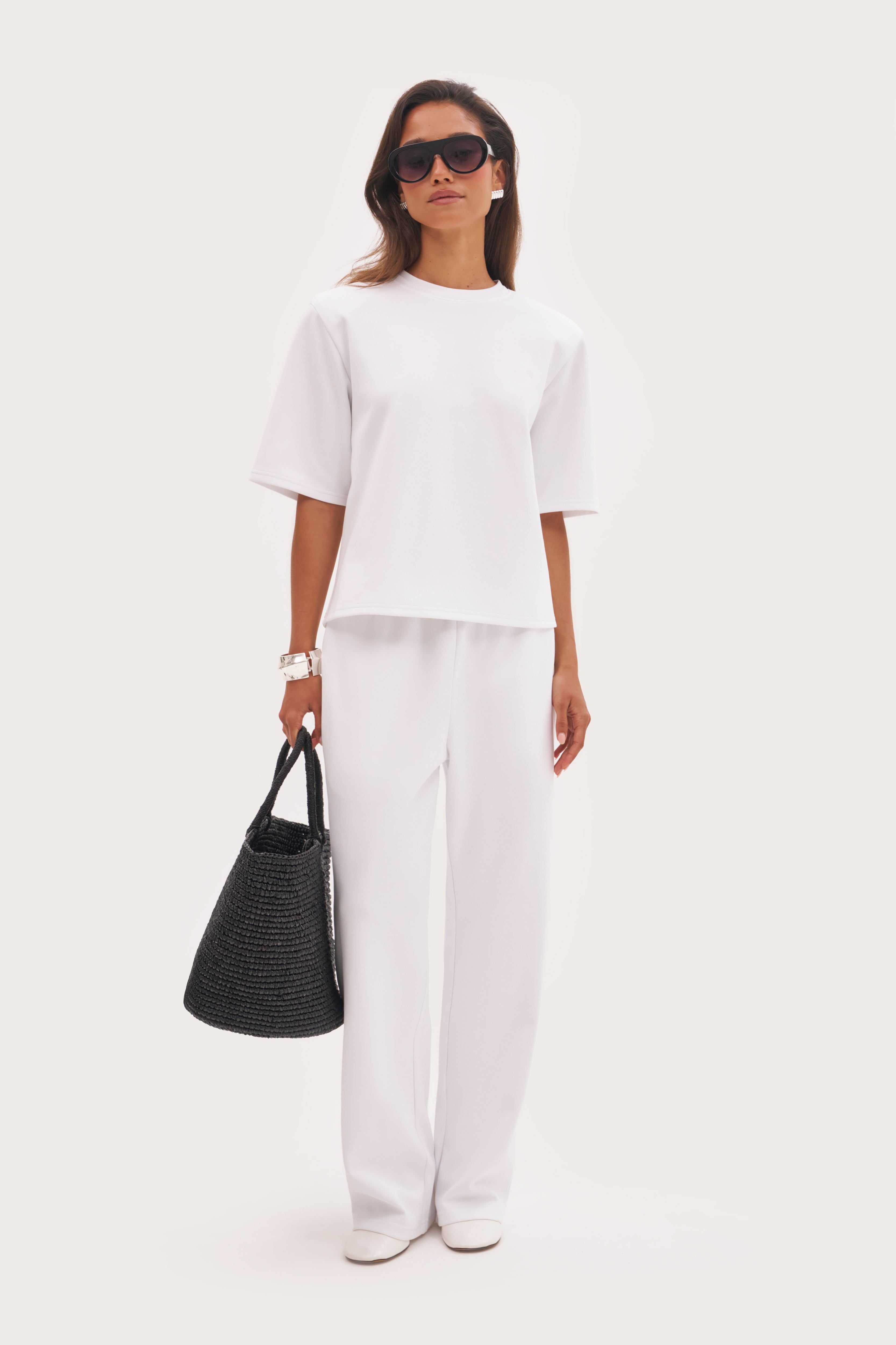 Twin Collar Power Tee - White