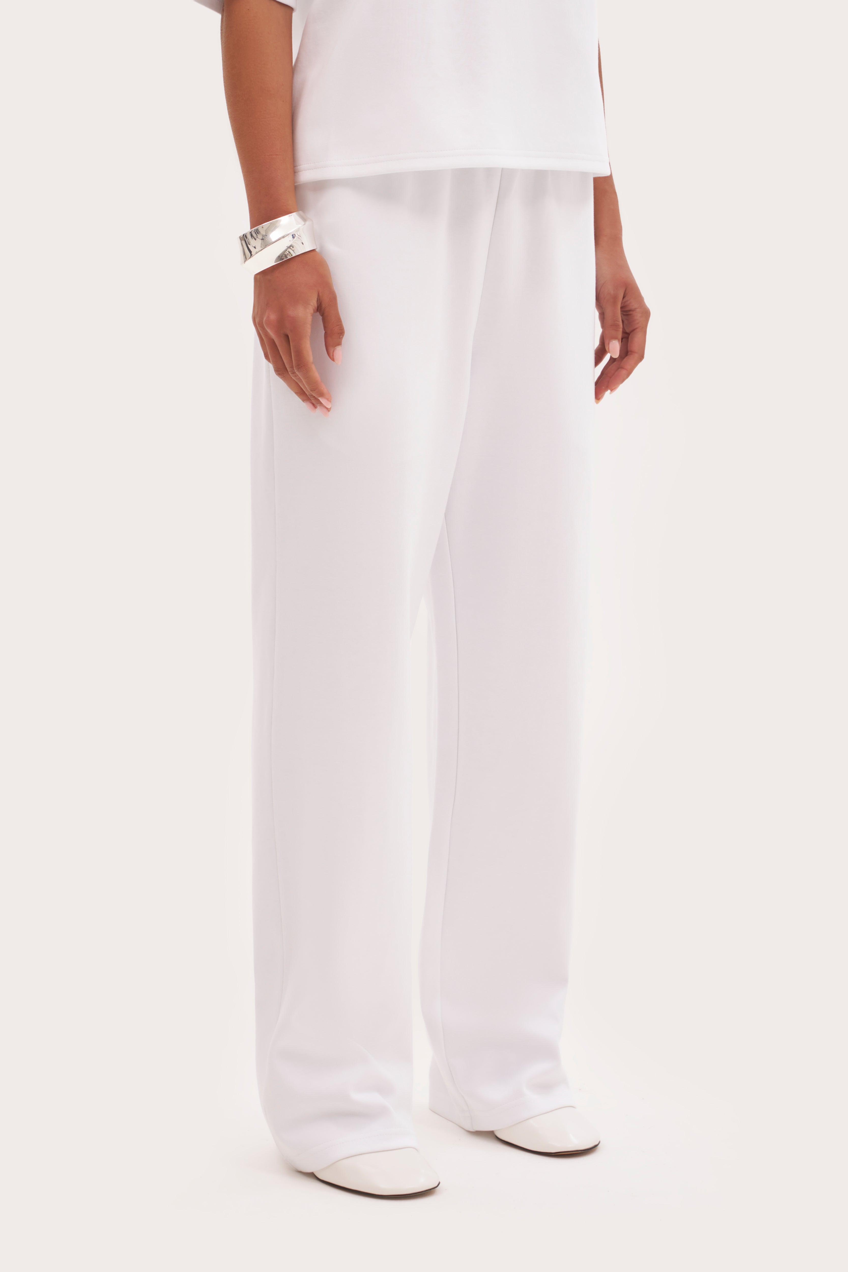 Jersey Straight Leg Joggers - White