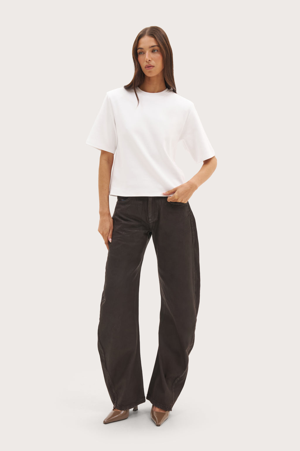 Twin Collar Power Tee - White