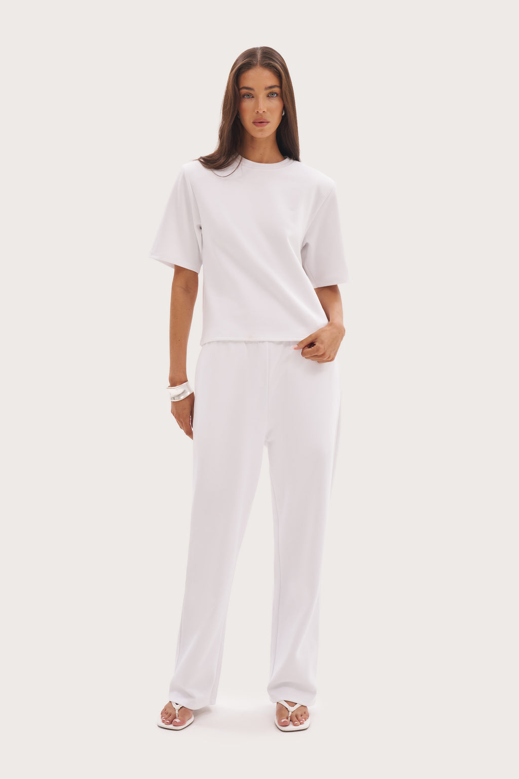 Twin Collar Power Tee - White