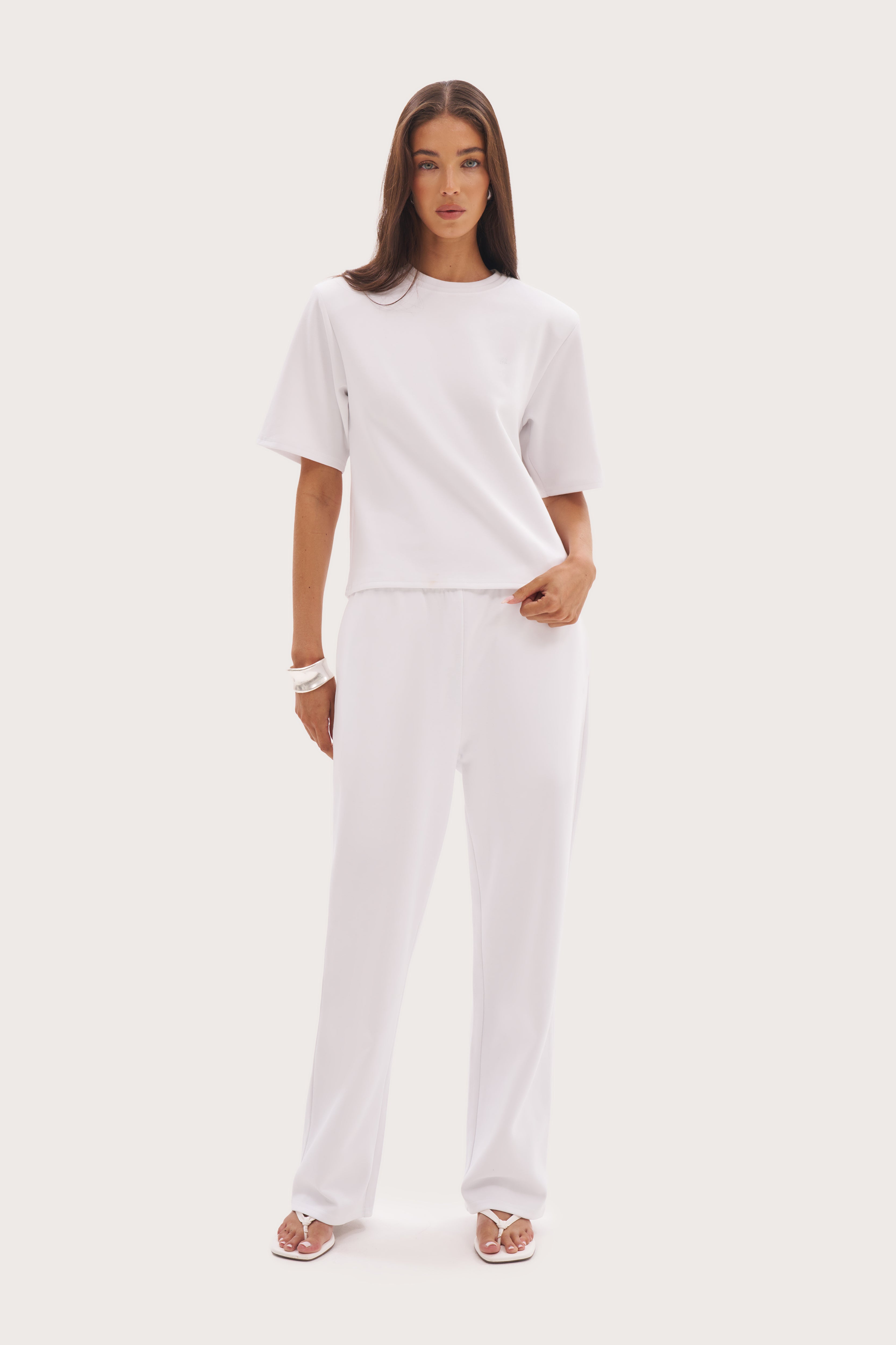 Twin Collar Power Tee - White