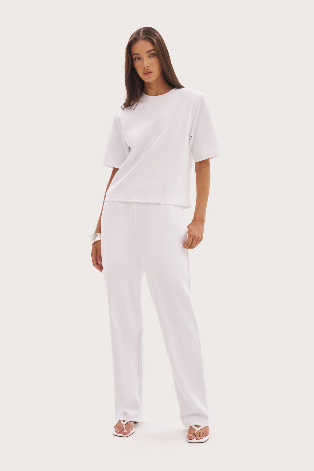 Twin Collar Power Tee - White