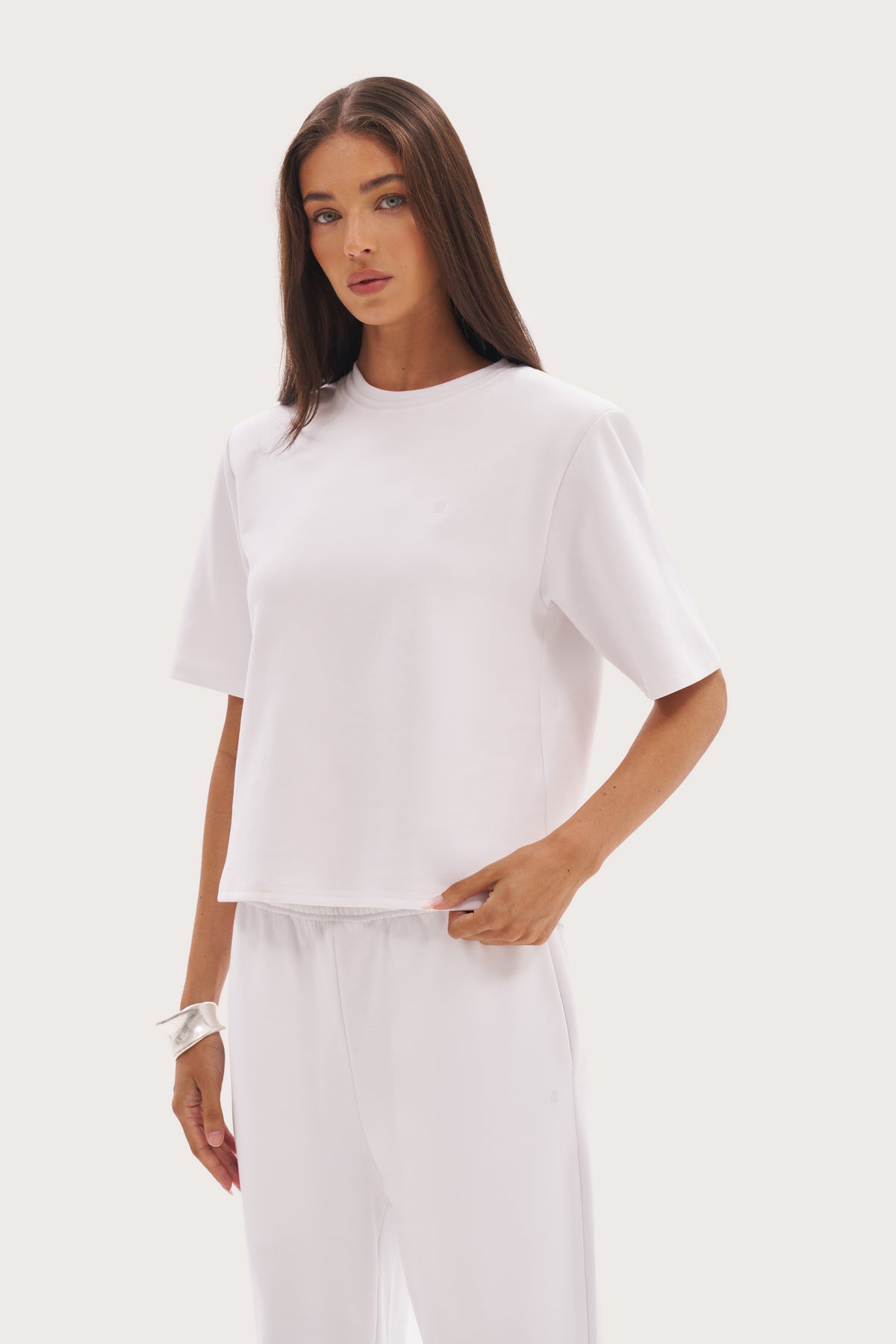Twin Collar Power Tee - White