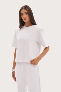 Twin Collar Power Tee - White