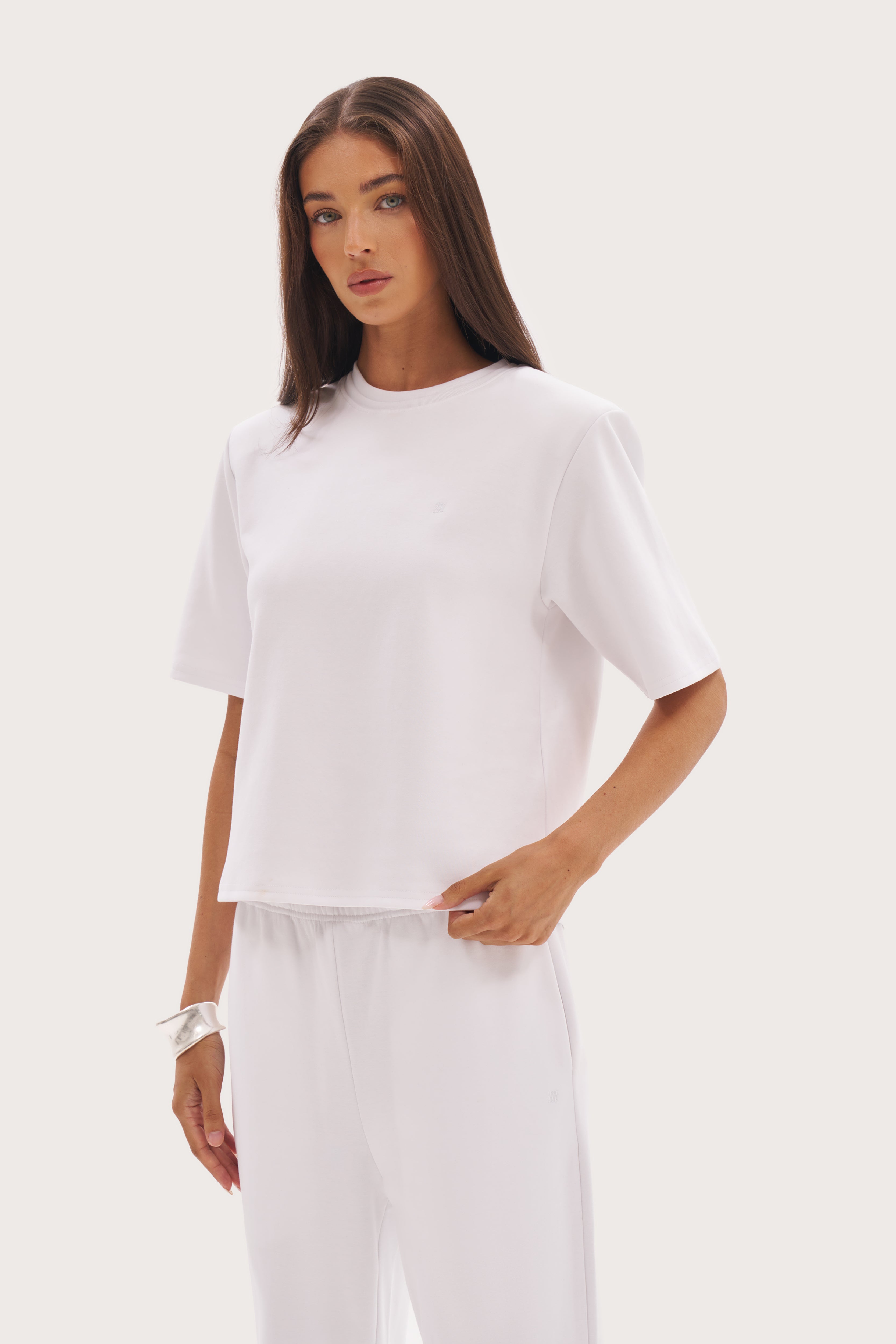 Twin Collar Power Tee - White