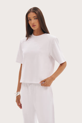 Twin Collar Power Tee - White