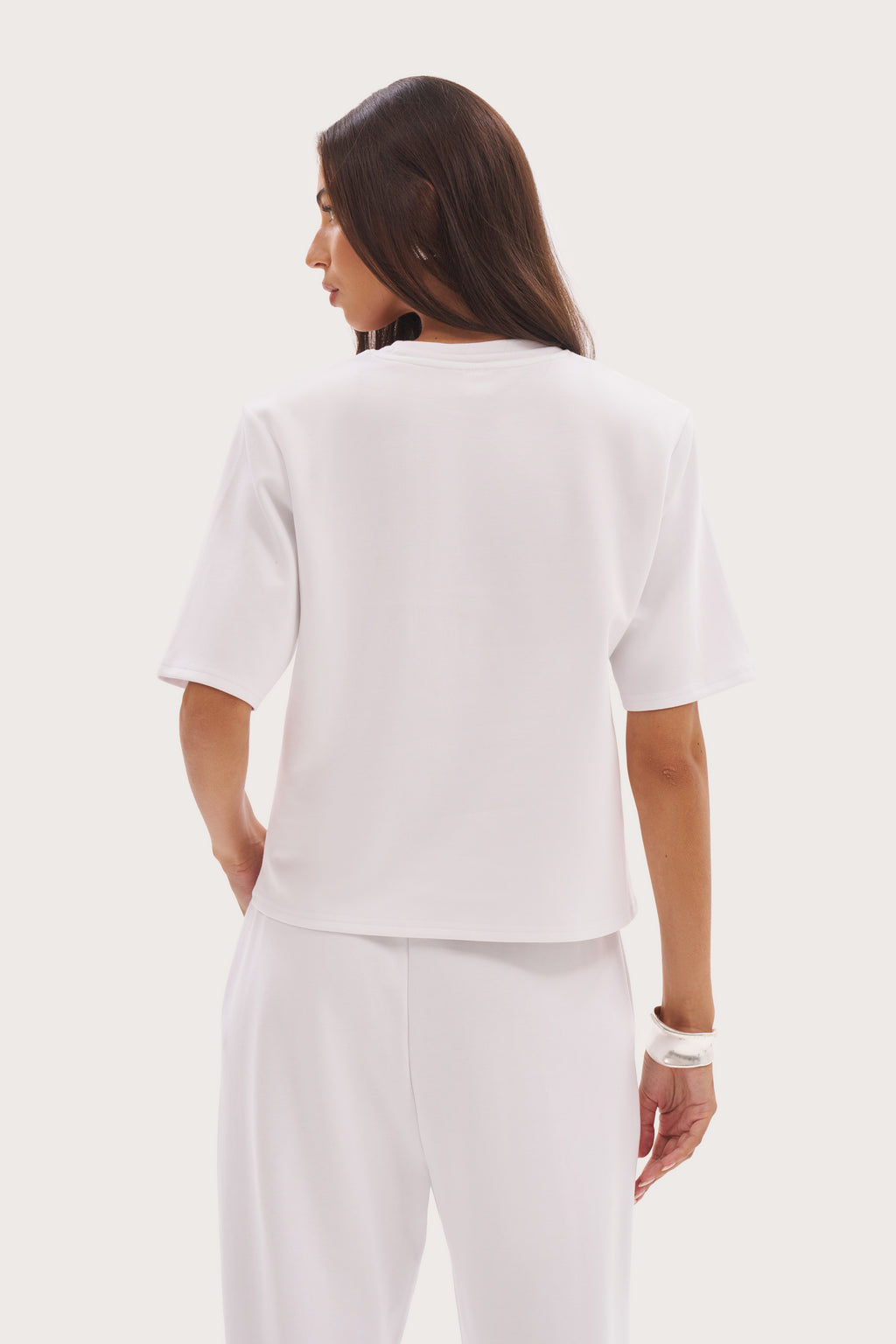 Twin Collar Power Tee - White