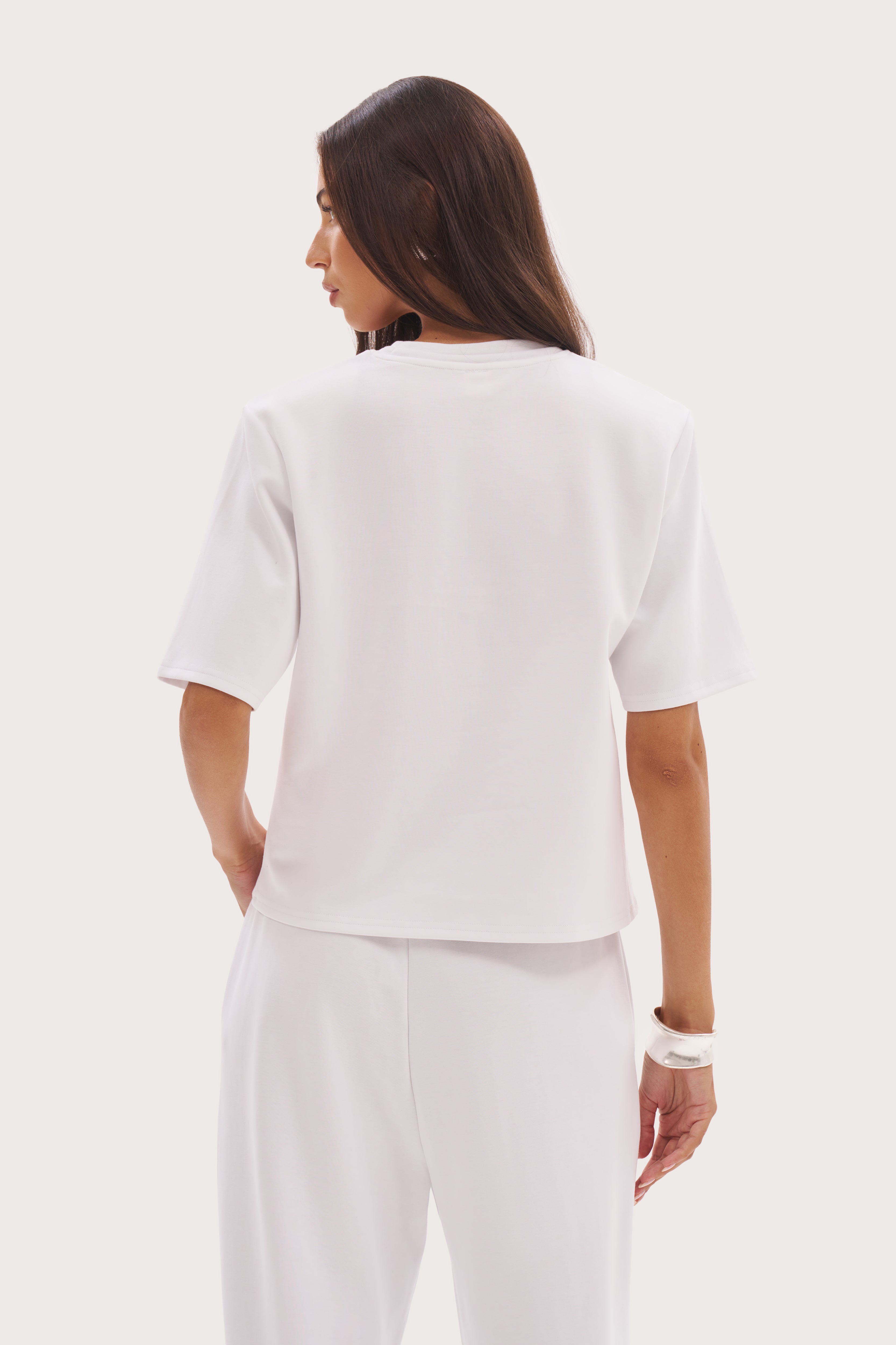 Twin Collar Power Tee - White