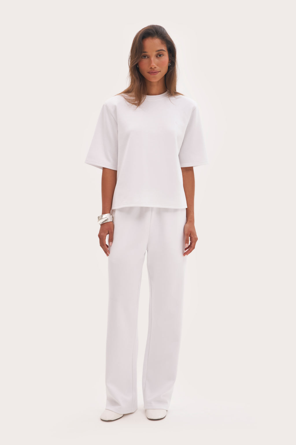 Twin Collar Power Tee - White