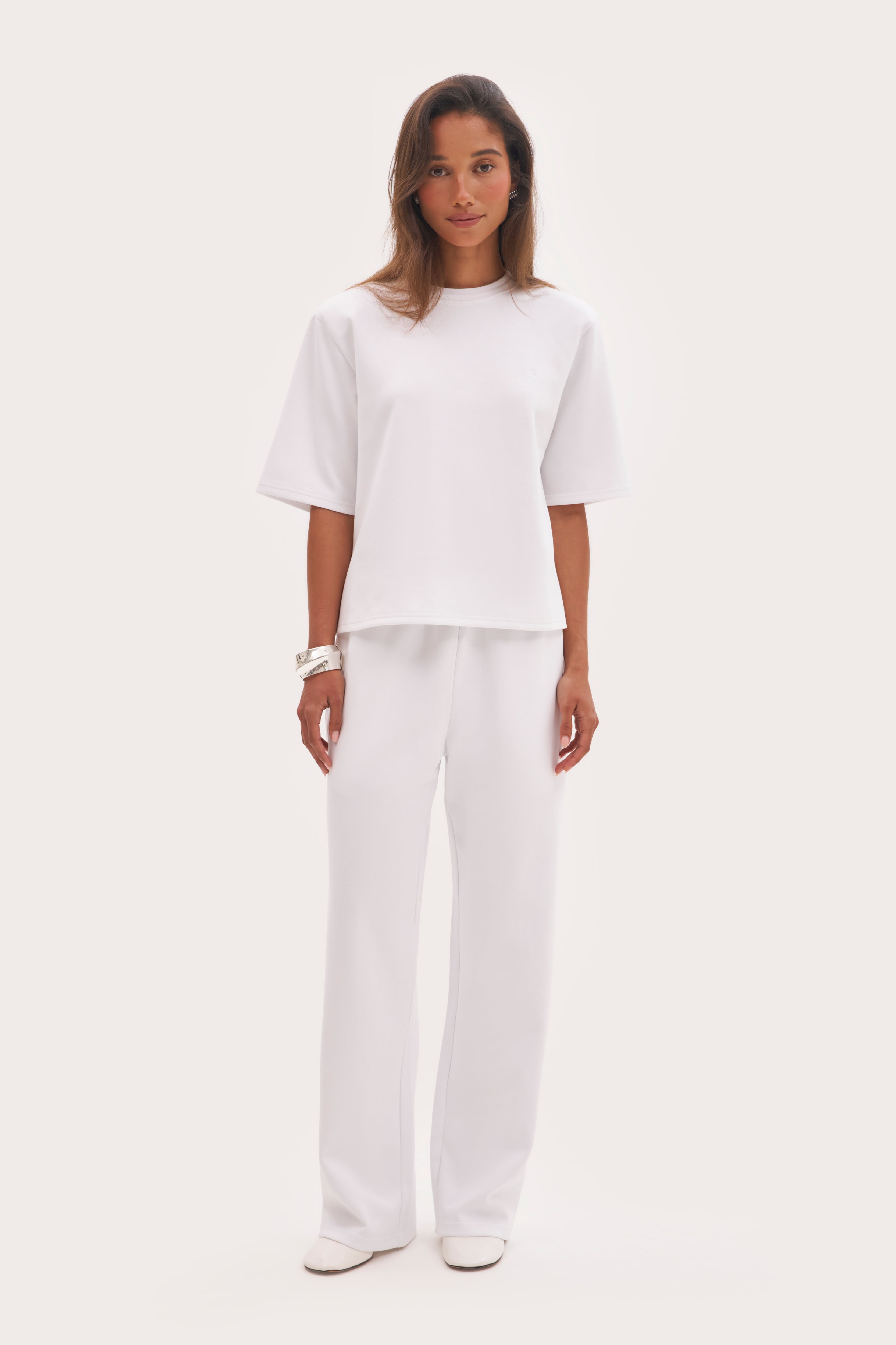 Twin Collar Power Tee - White