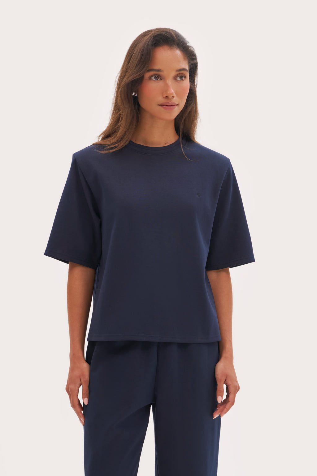 Twin Collar Power Tee - Navy