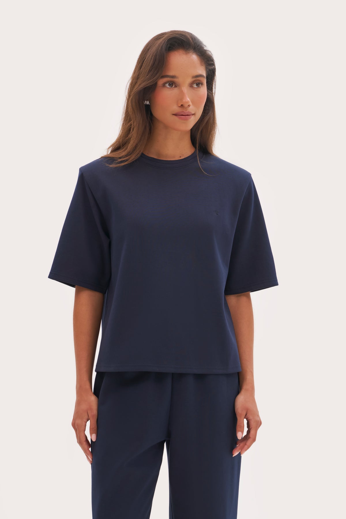 Twin Collar Power Tee - Navy