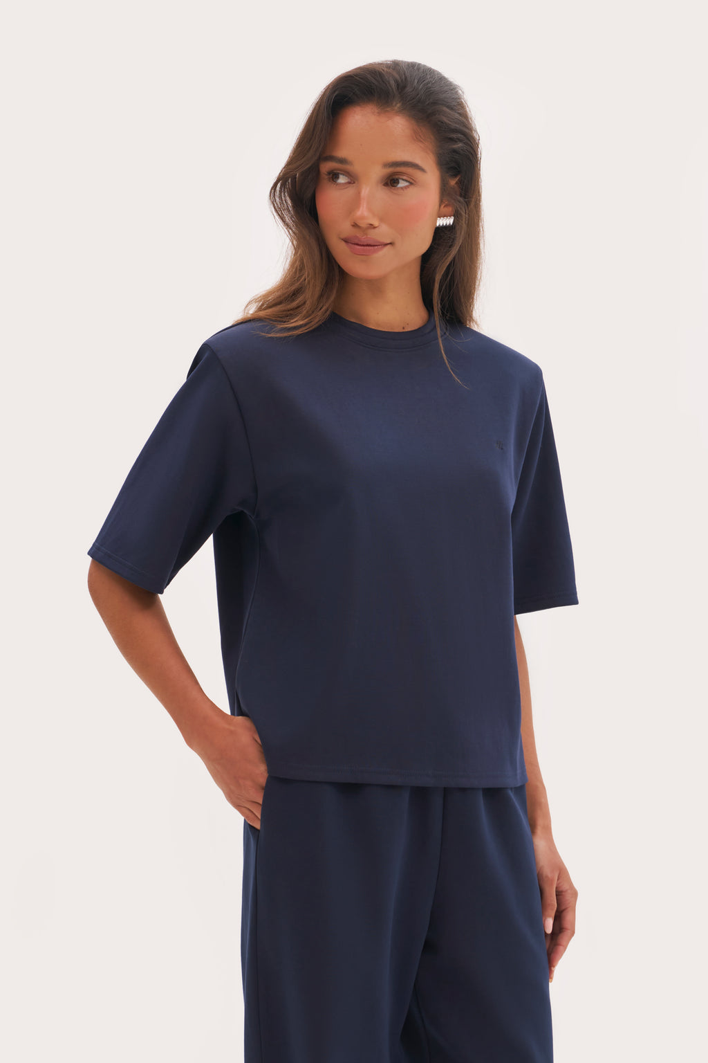Twin Collar Power Tee - Navy
