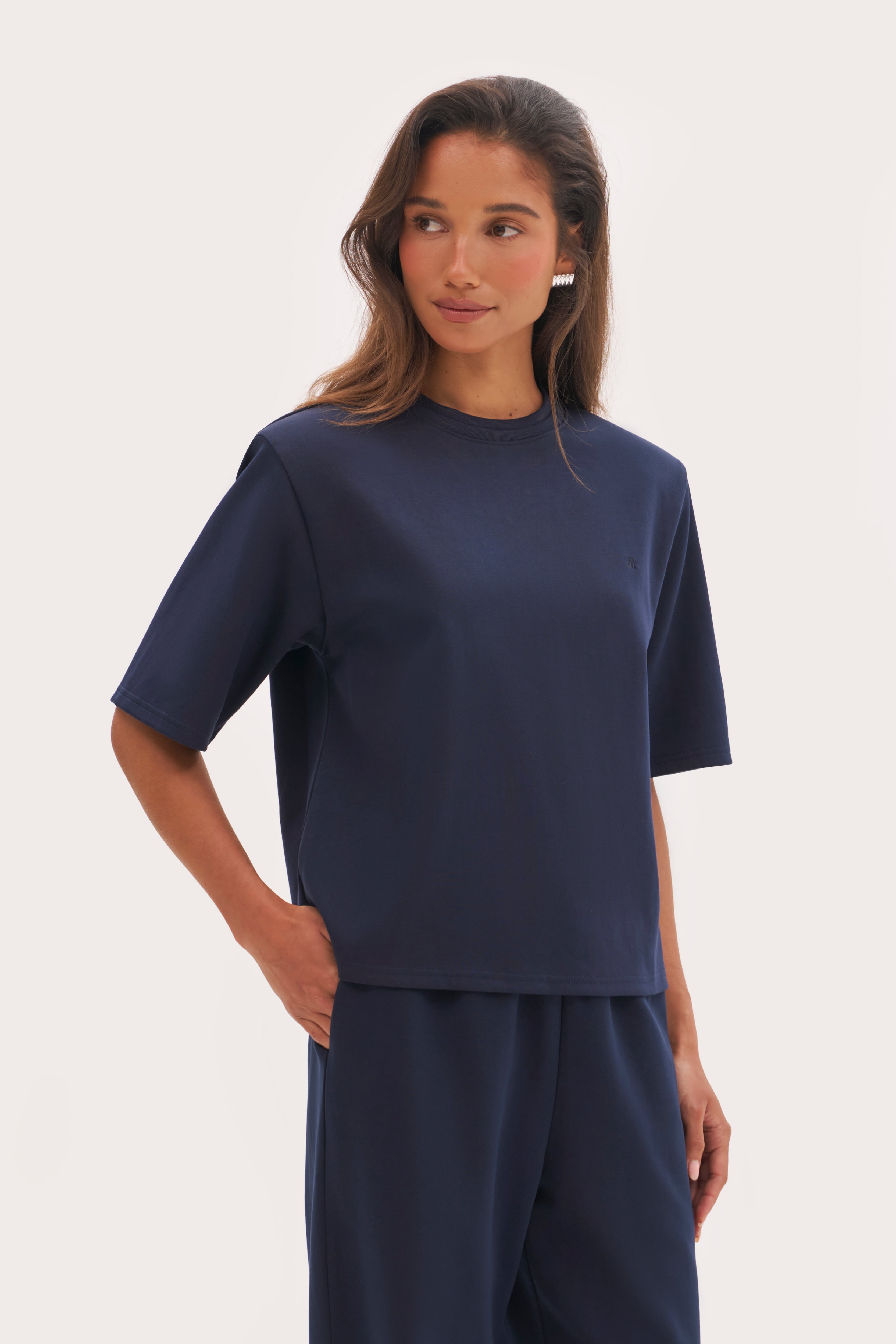 Twin Collar Power Tee - Navy