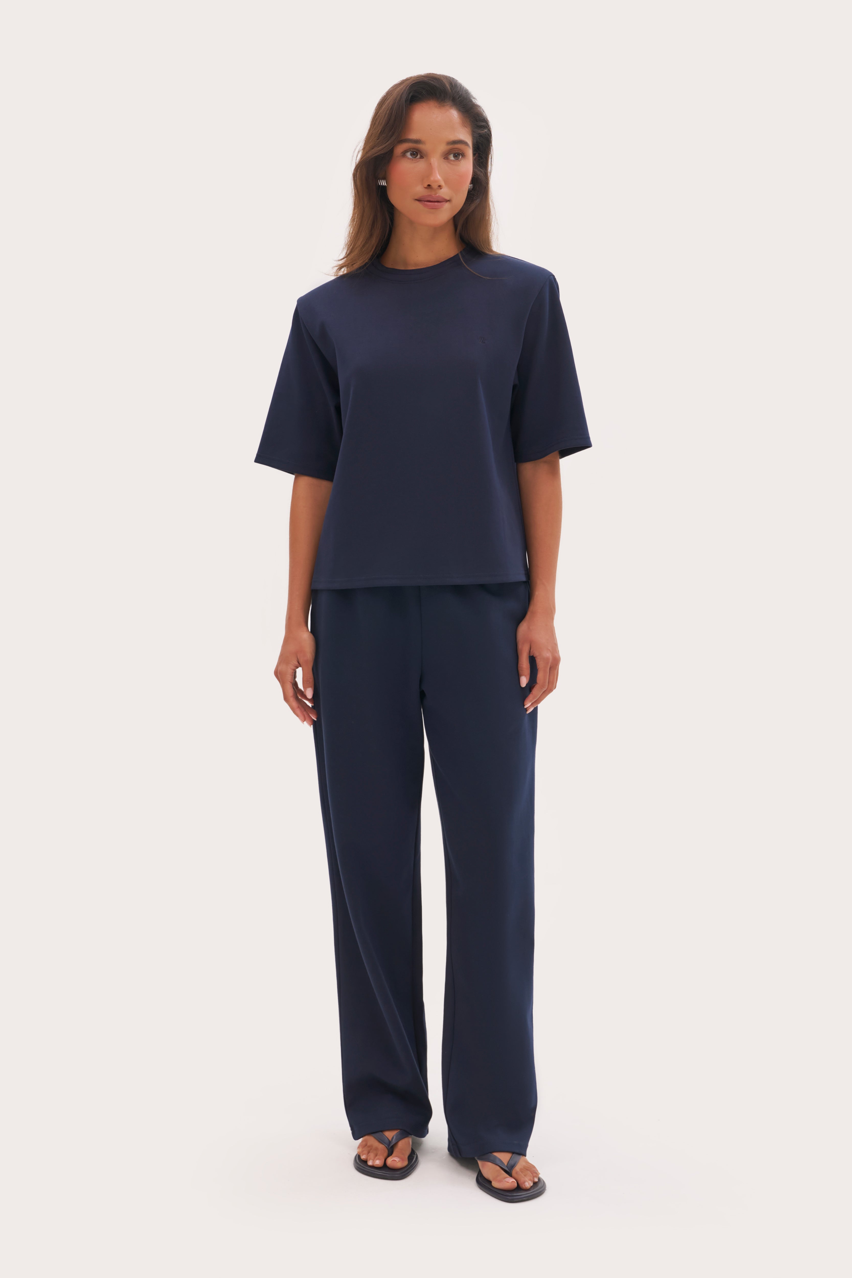 Twin Collar Power Tee - Navy