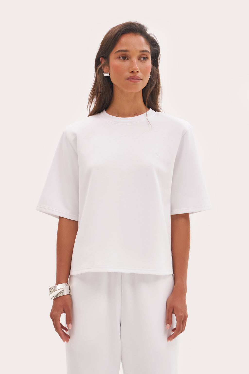Twin Collar Power Tee - White