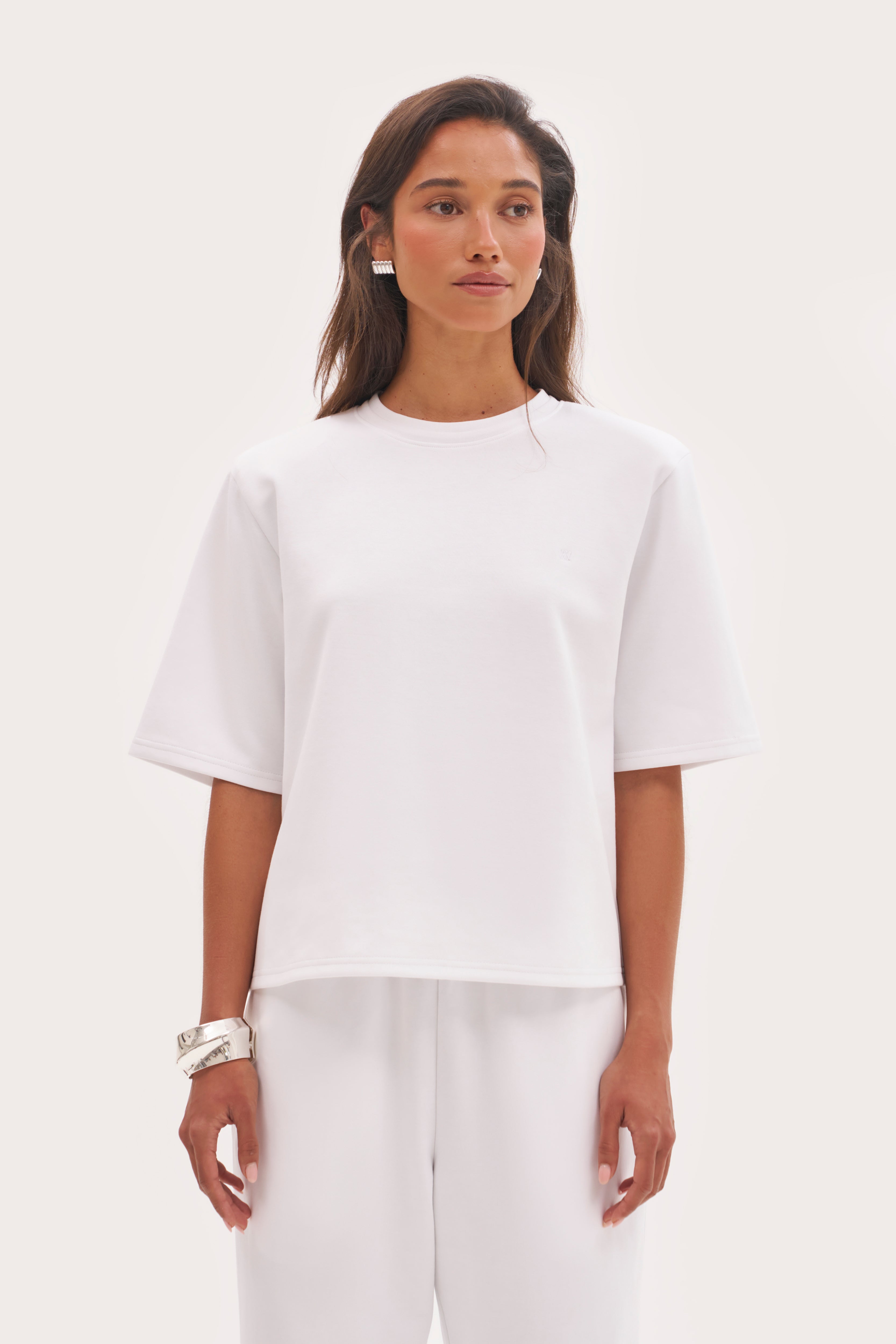 Twin Collar Power Tee - White