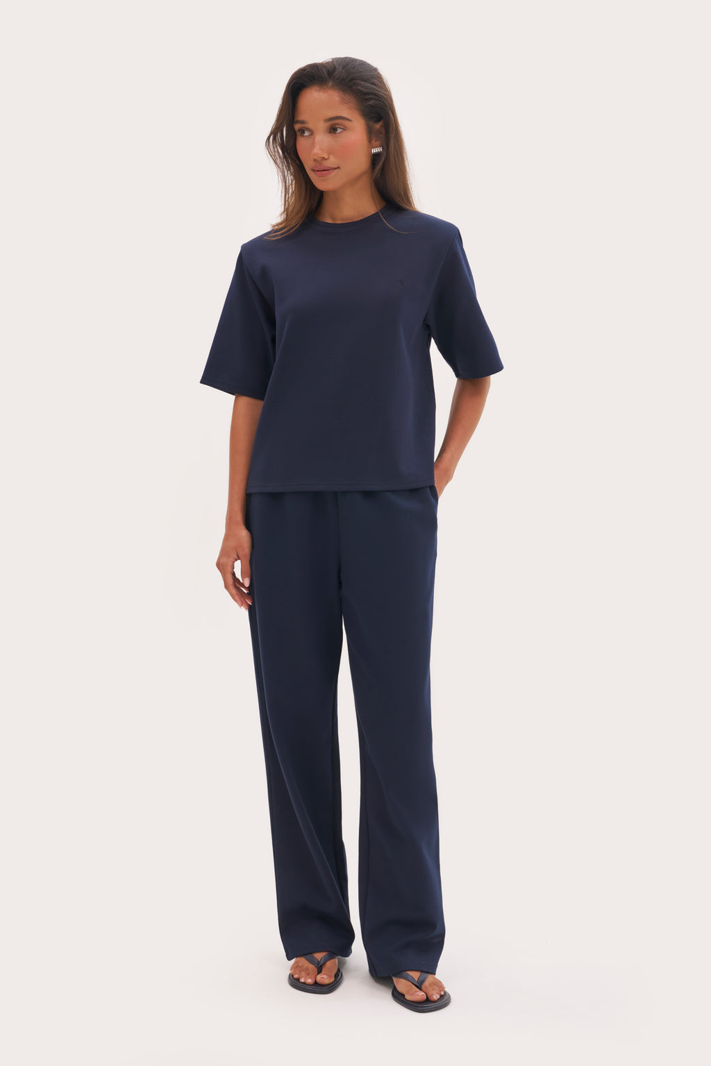 Twin Collar Power Tee - Navy