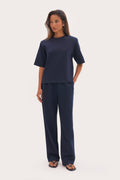 Jersey Straight Leg Joggers - Navy