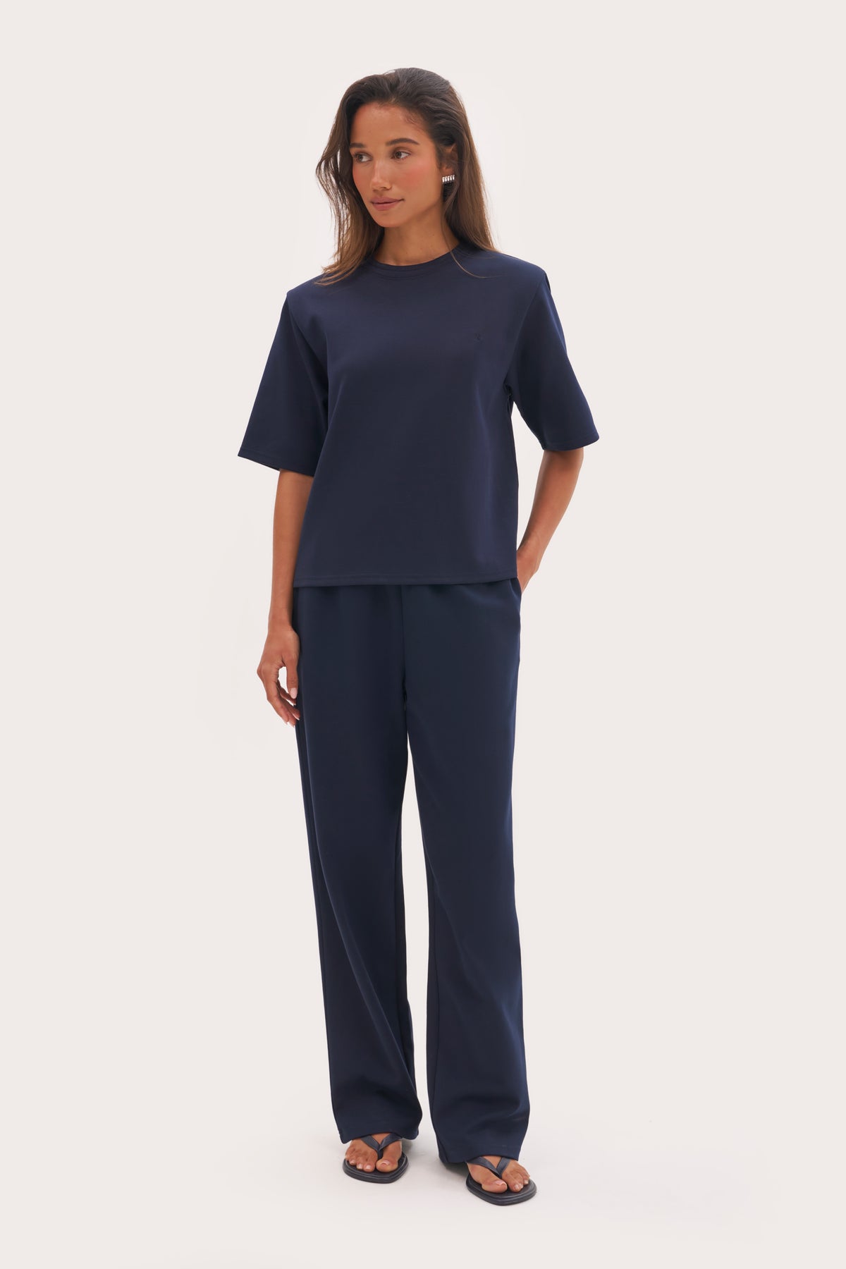 Jersey Straight Leg Joggers - Navy