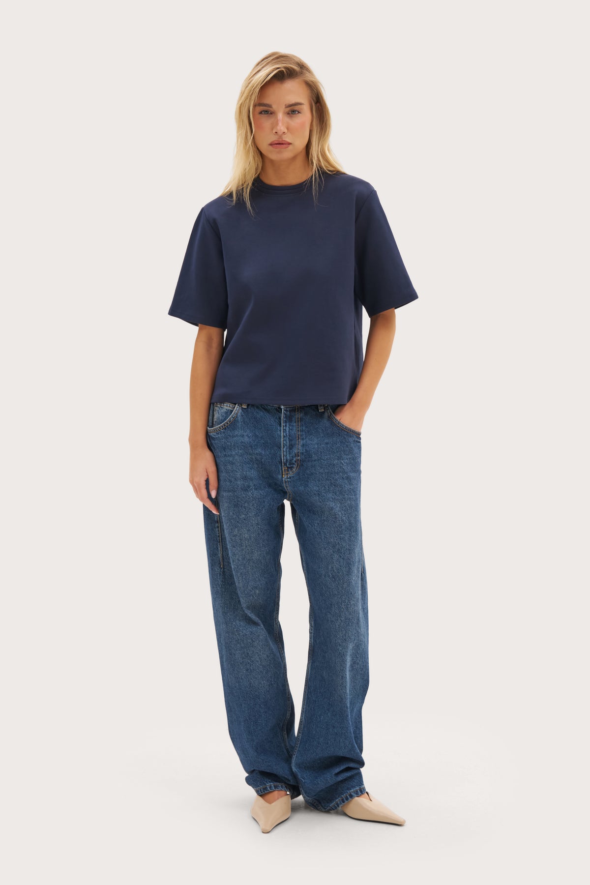 Twin Collar Power Tee - Navy