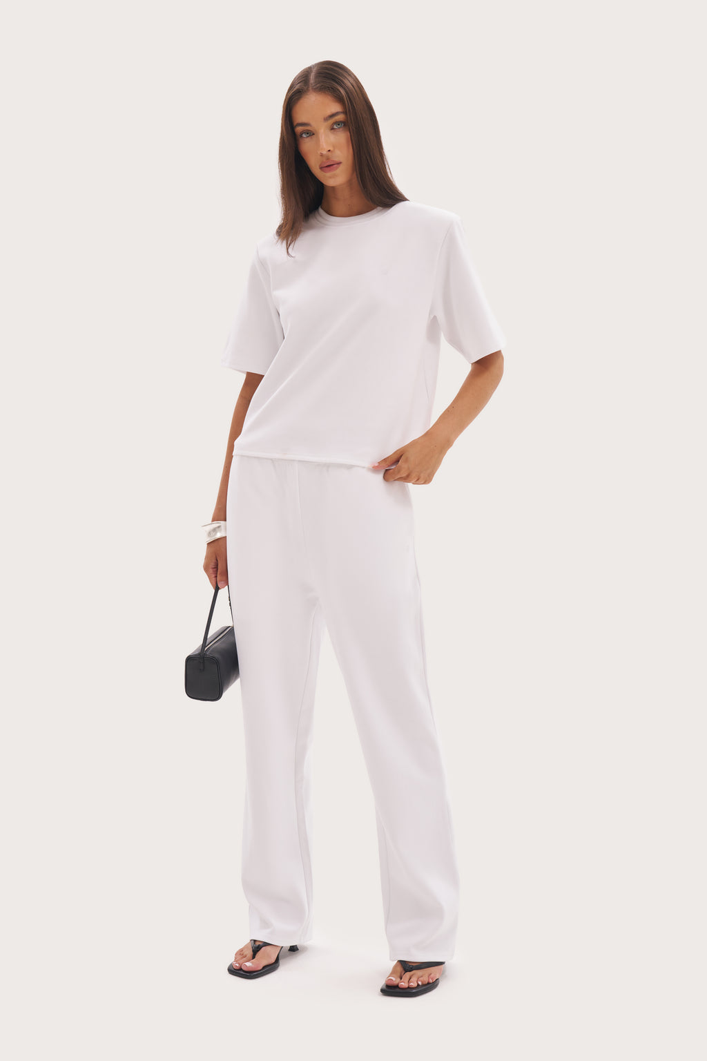 Jersey Straight Leg Joggers - White