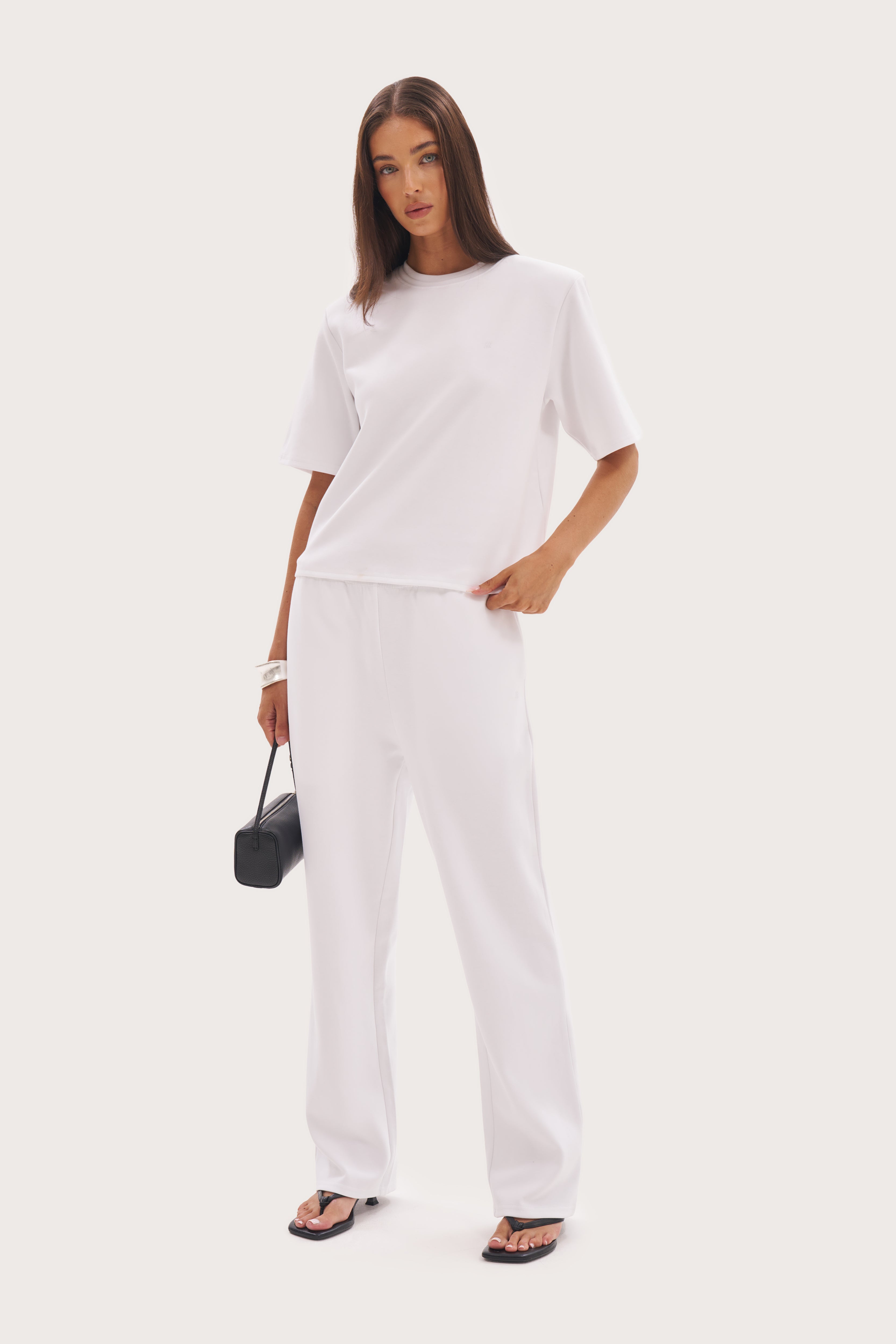 Jersey Straight Leg Joggers - White