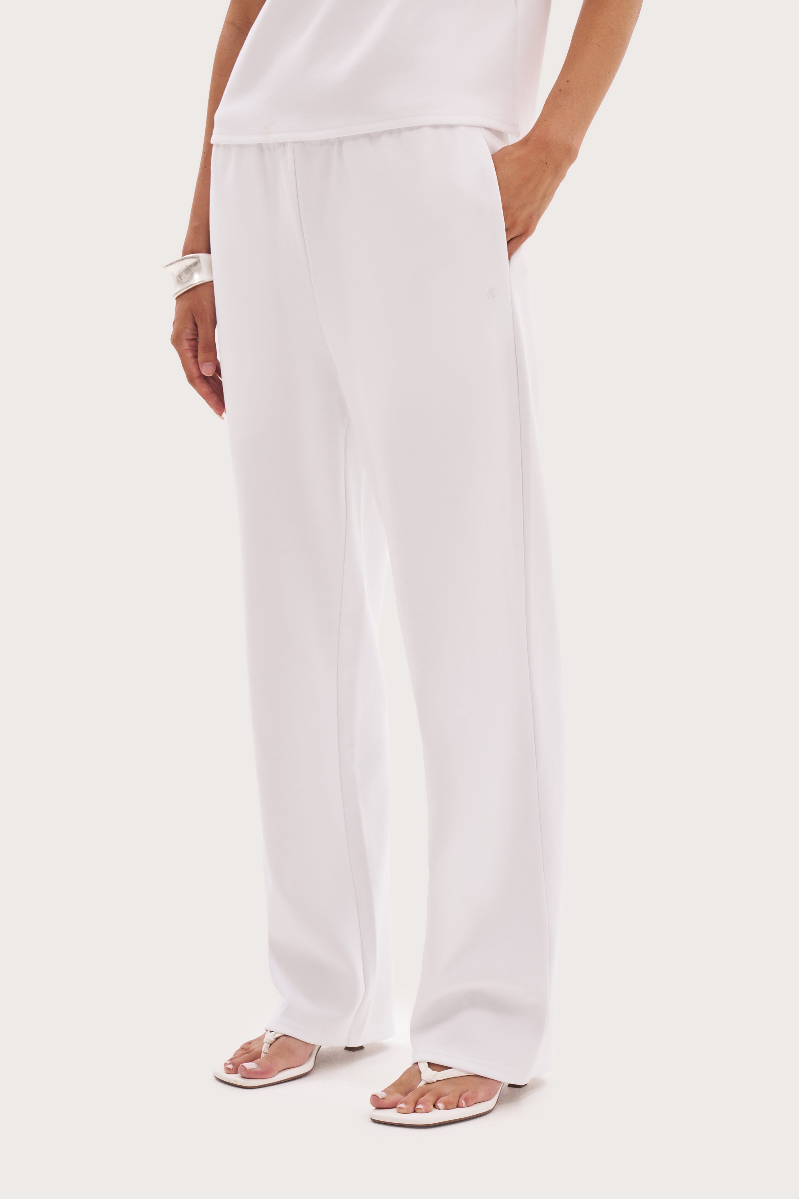 Jersey Straight Leg Joggers - White