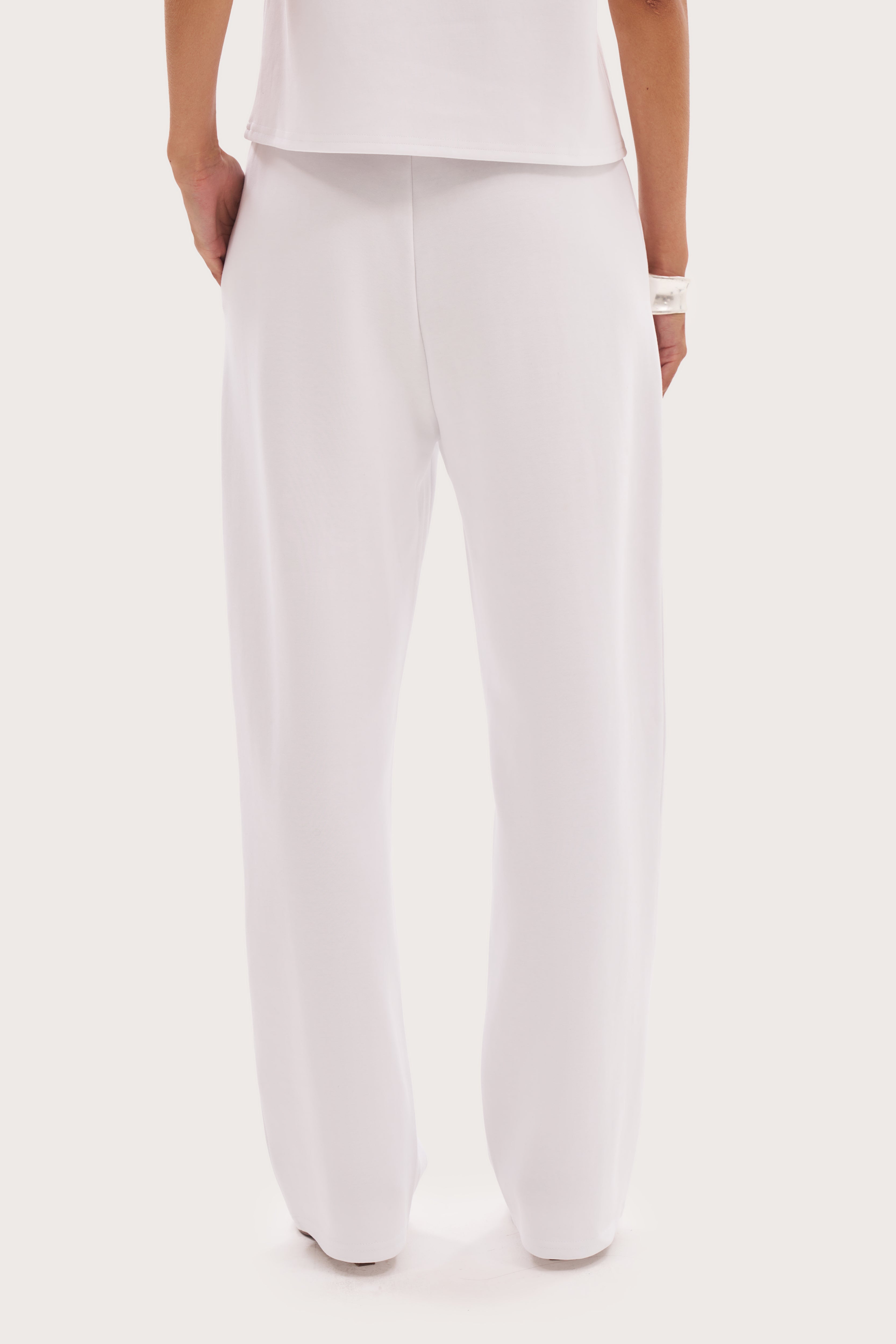 Jersey Straight Leg Joggers - White
