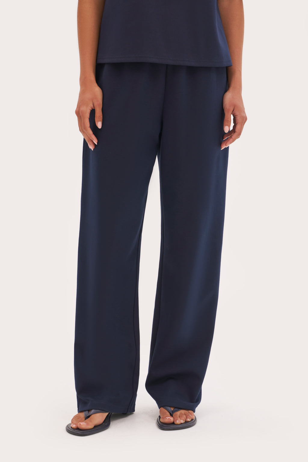 Jersey Straight Leg Joggers - Navy