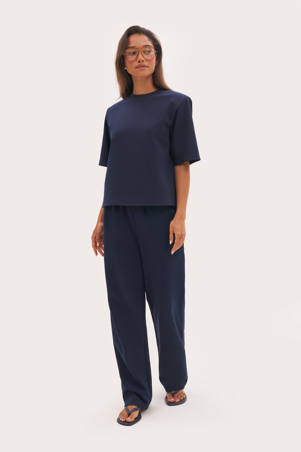 Jersey Straight Leg Joggers - Navy