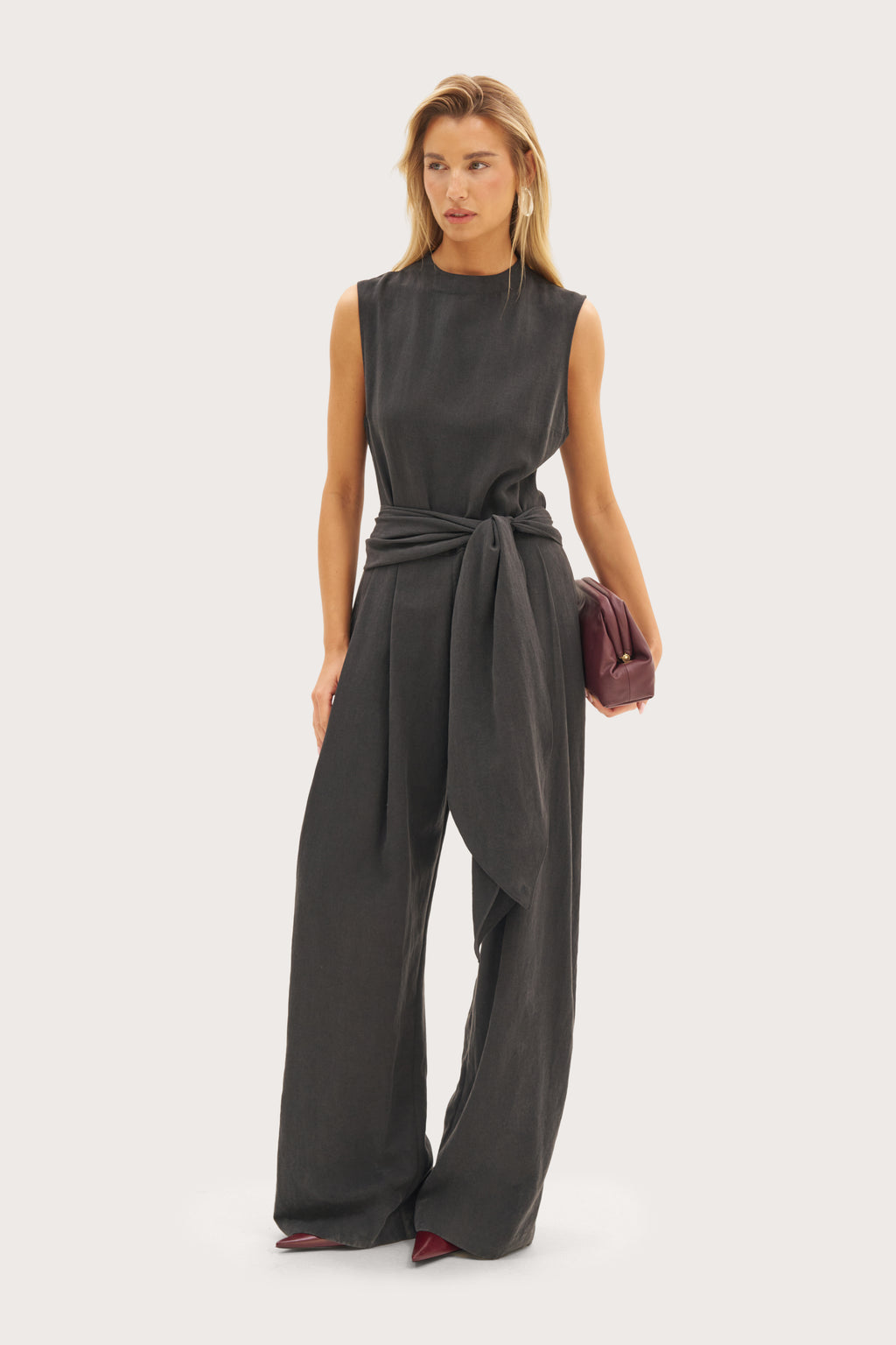 Alba Scarf Tie Jumpsuit - Black