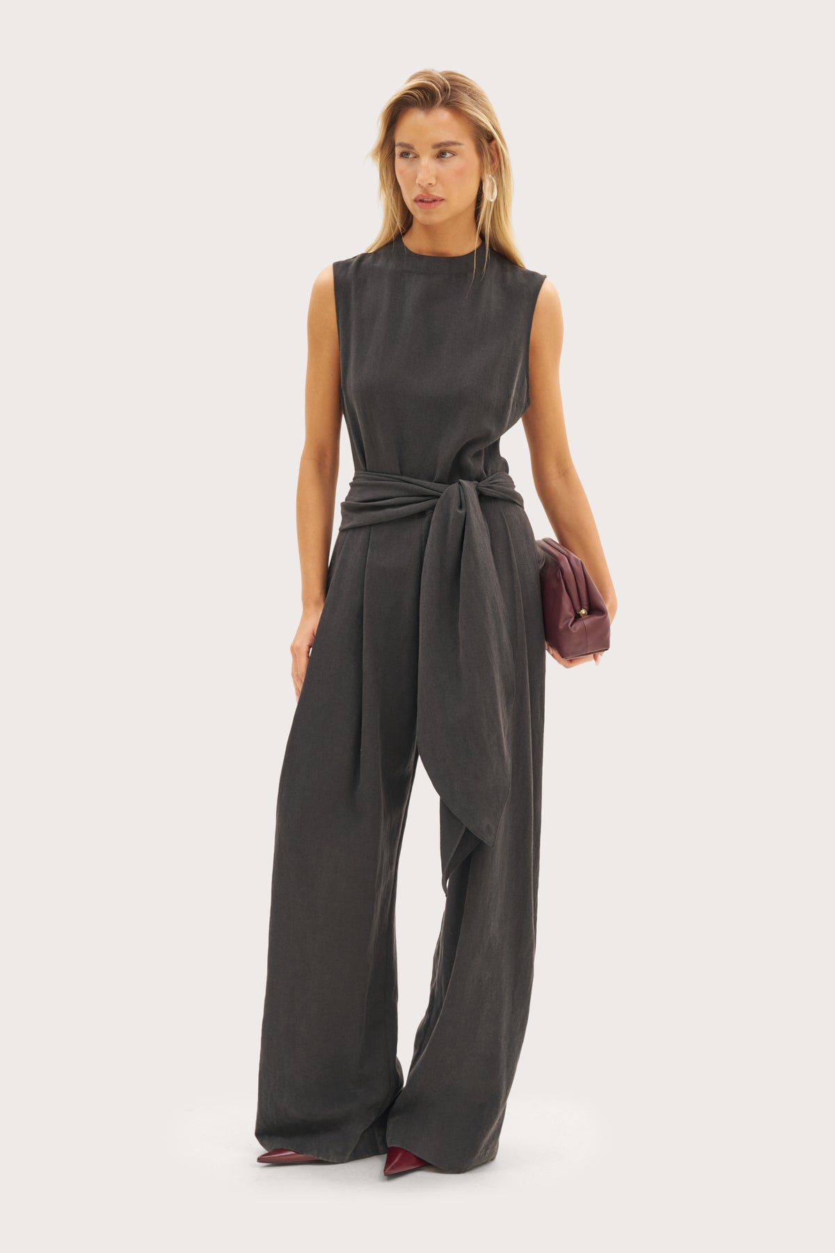 Alba Scarf Tie Jumpsuit - Black