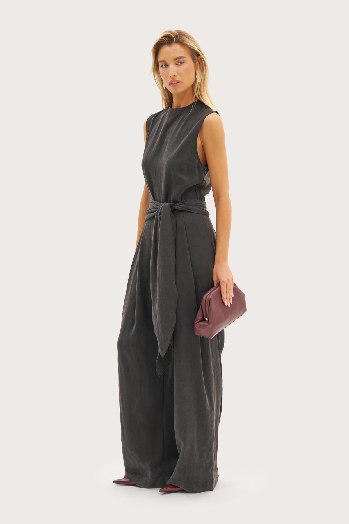 Alba Scarf Tie Jumpsuit - Black