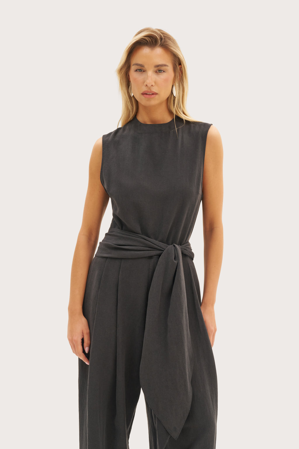 Alba Scarf Tie Jumpsuit - Black