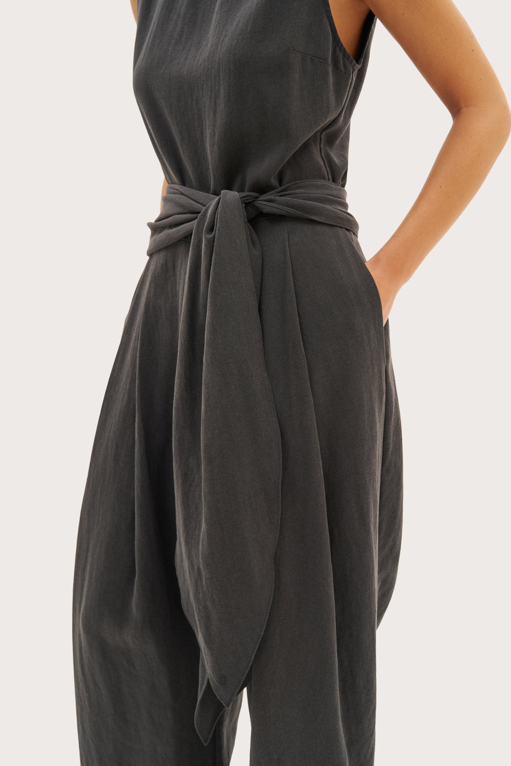 Alba Scarf Tie Jumpsuit - Black