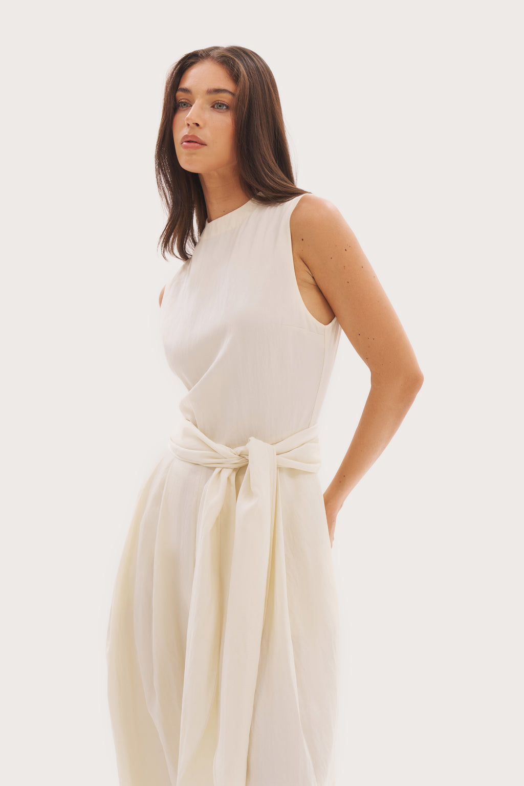 Alba Scarf Tie Jumpsuit - Cream