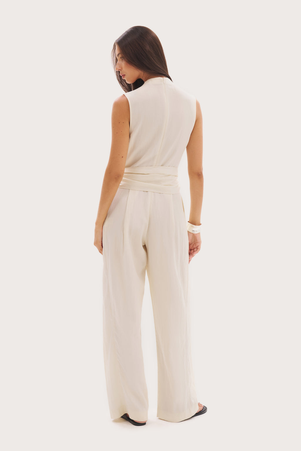 Alba Scarf Tie Jumpsuit - Cream