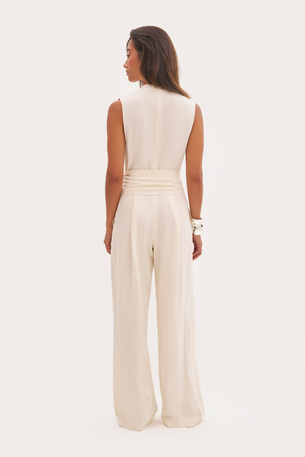Alba Scarf Tie Jumpsuit - Cream