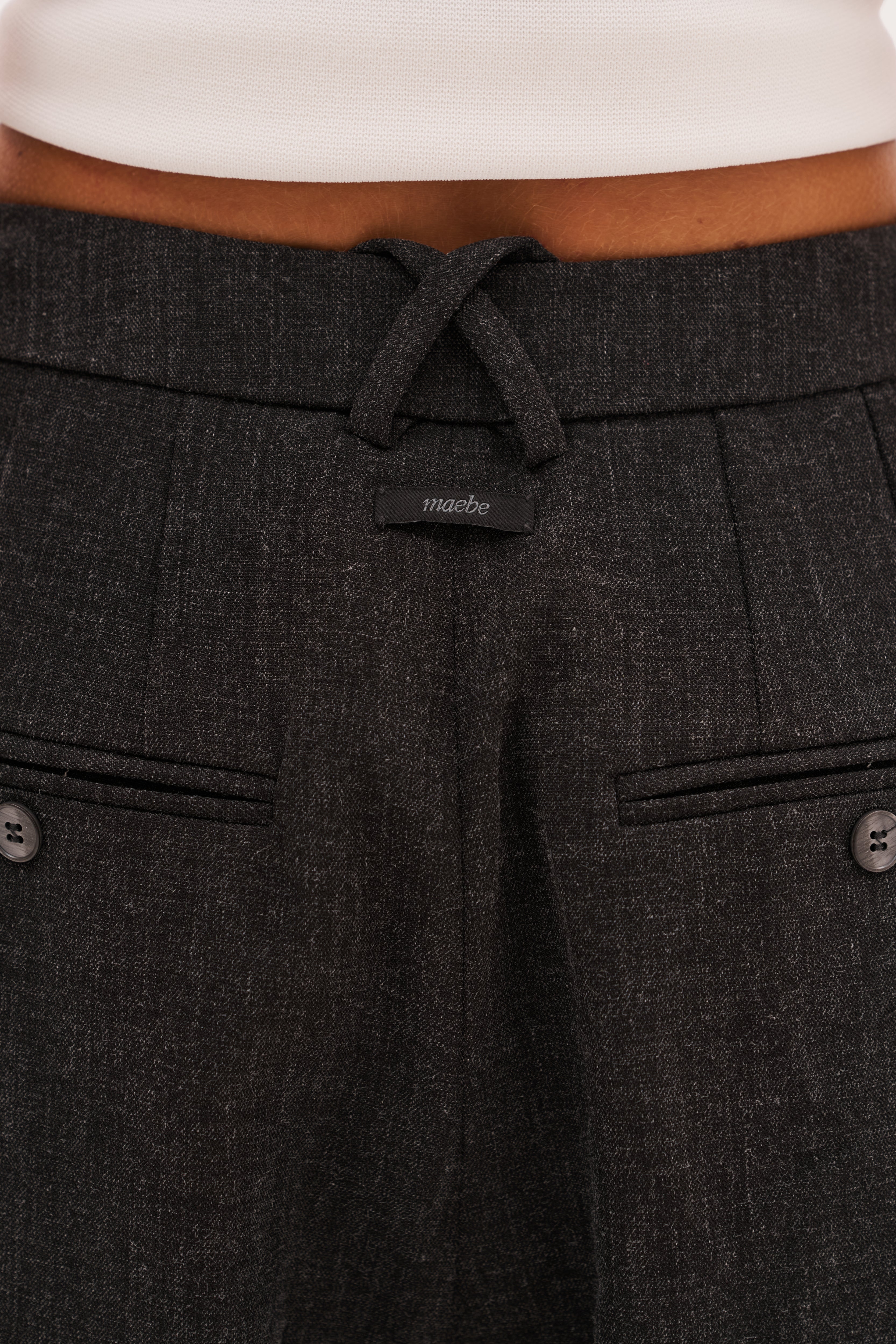 Derby Pleated Wide Leg Trousers - Dark Grey