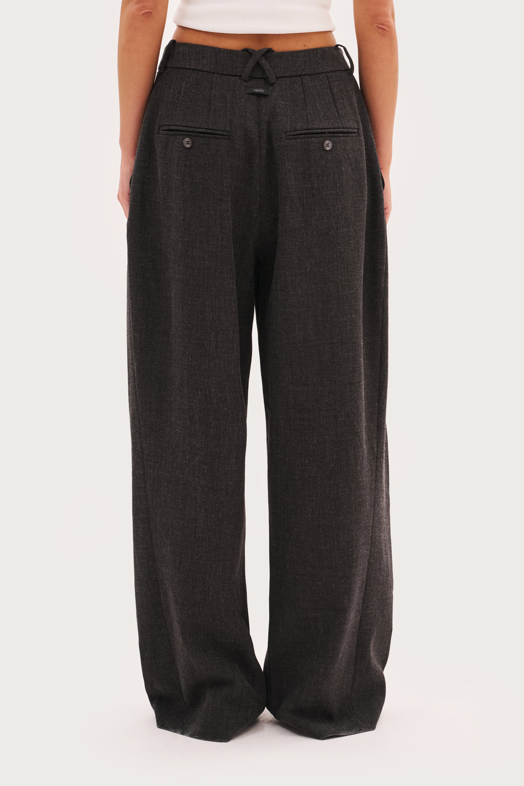 Derby Pleated Wide Leg Trousers - Dark Grey