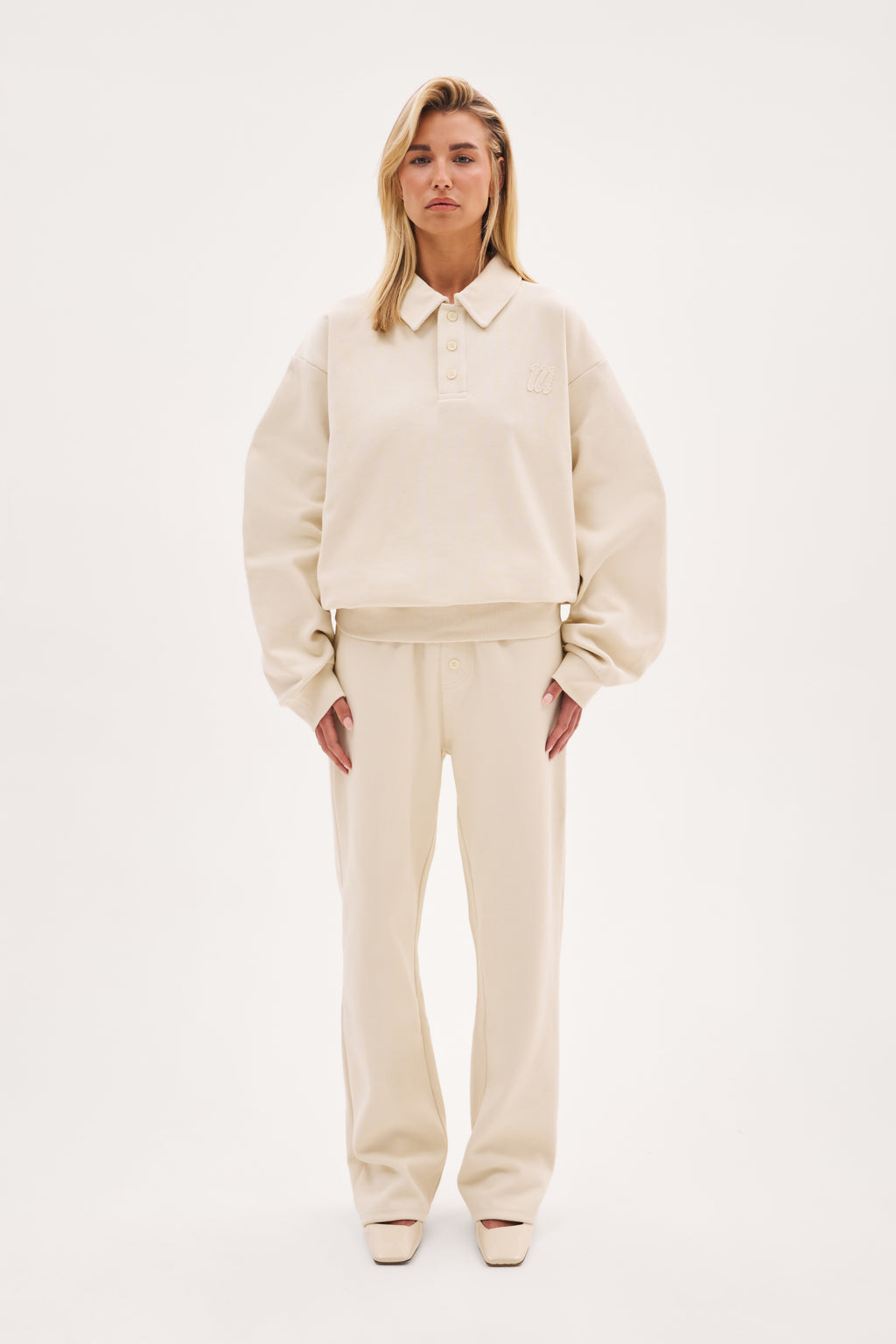 Reworked Daily Errands Collared Sweatshirt - Vintage White