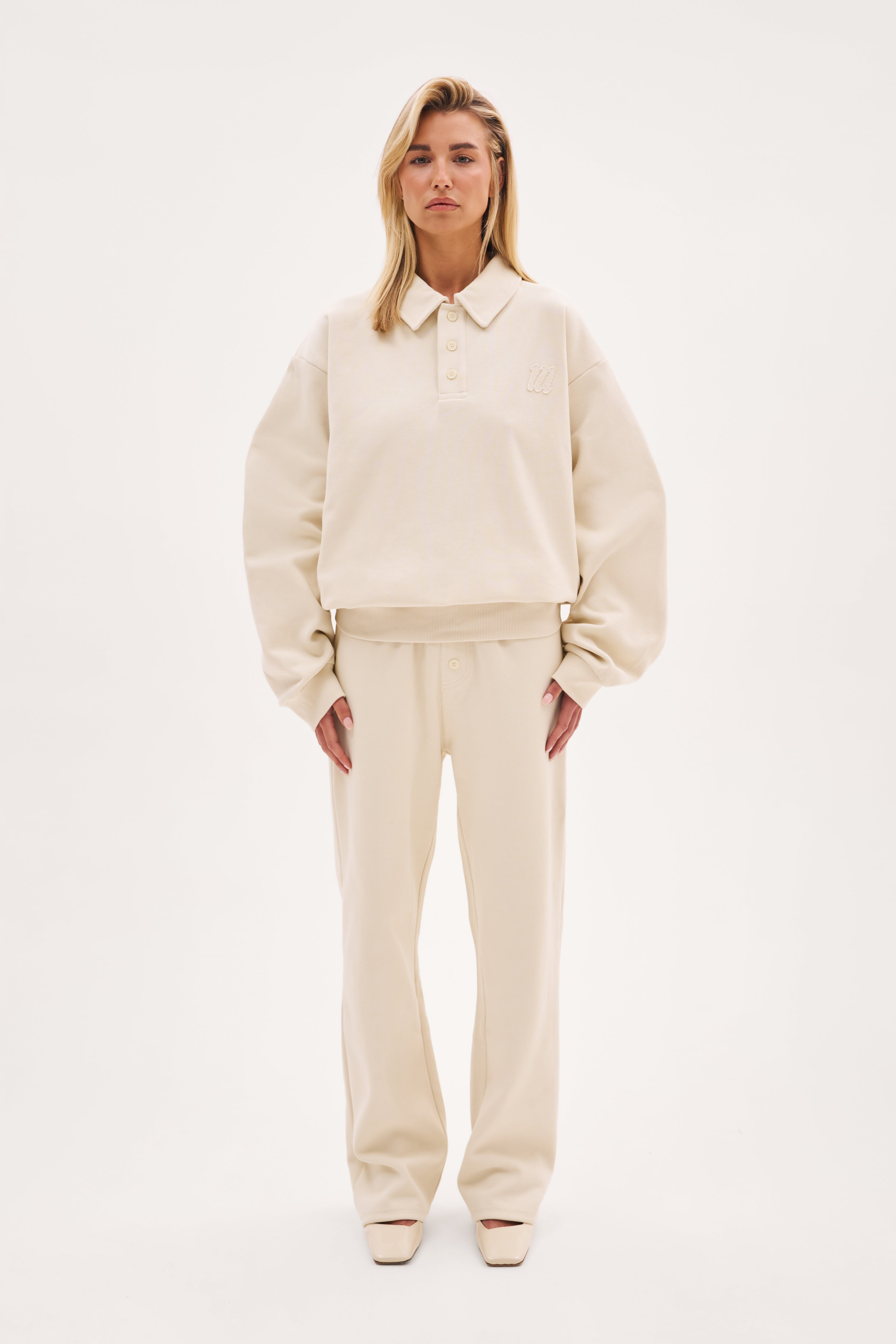 Reworked Daily Errands Collared Sweatshirt - Vintage White