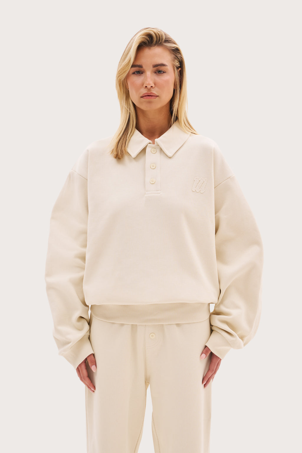 Reworked Daily Errands Collared Sweatshirt - Vintage White