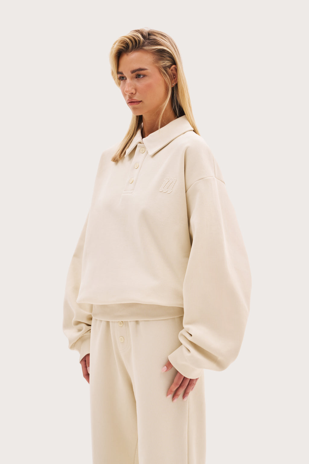 Reworked Daily Errands Collared Sweatshirt - Vintage White