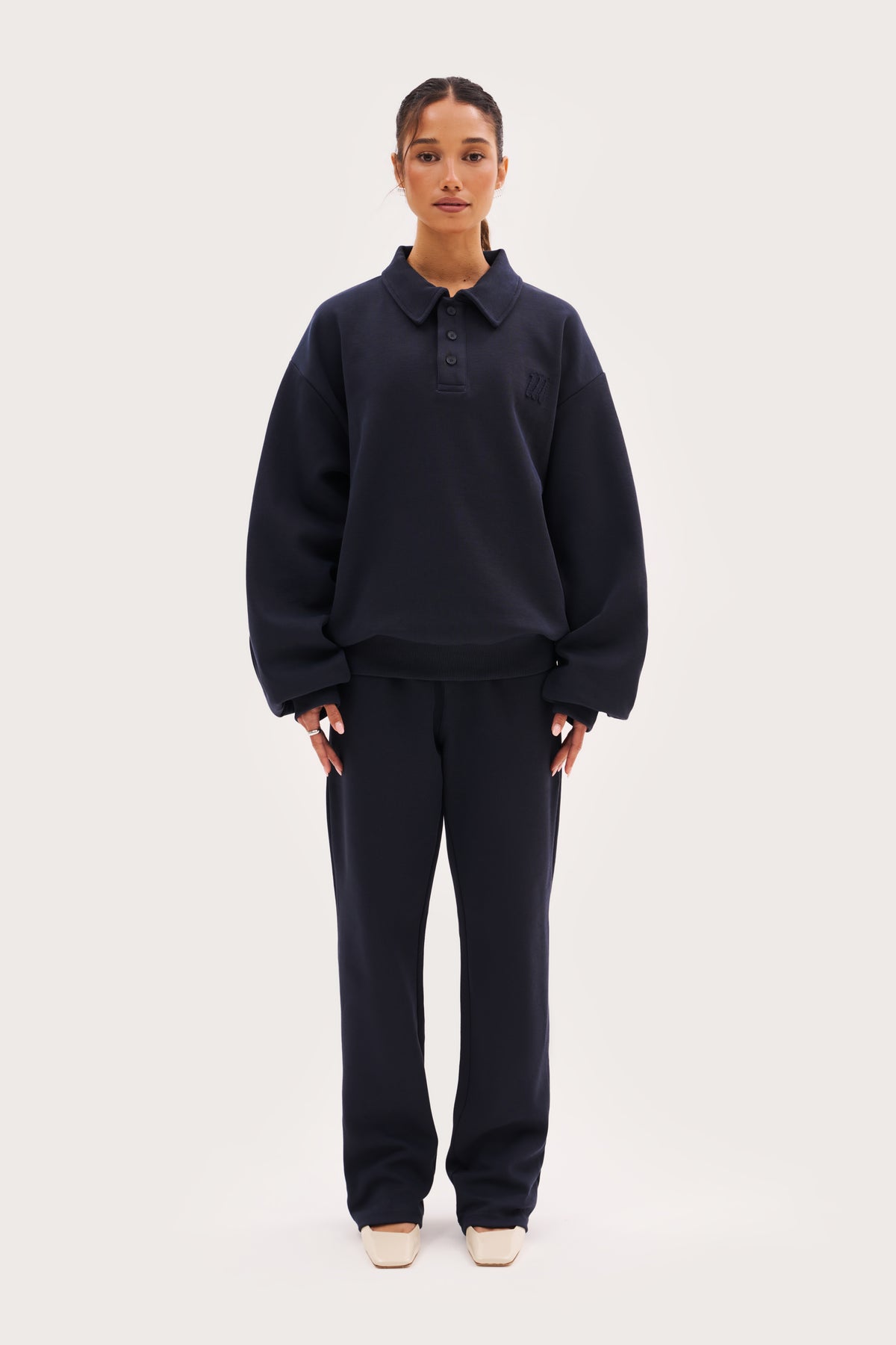 Reworked Daily Errands Collared Sweatshirt - Navy
