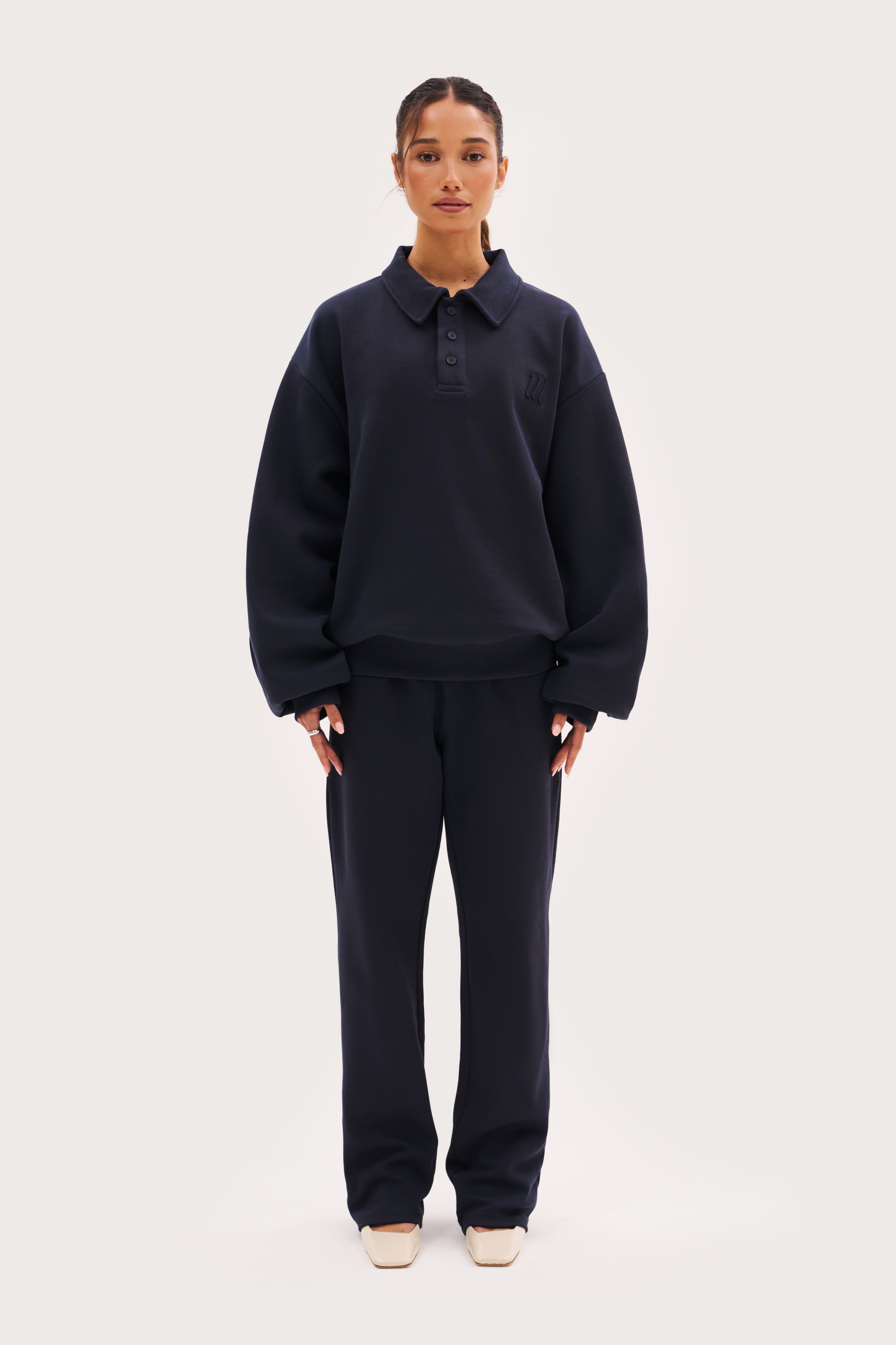 Reworked Daily Errands Collared Sweatshirt - Navy